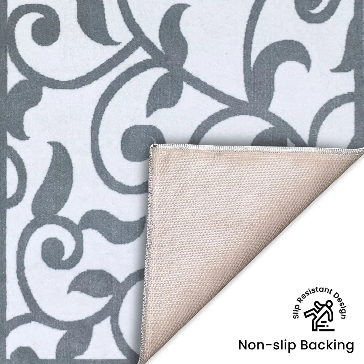 Non Skid Washable Kitchen Runner Rugs Set of 2 - Area Rugs for Kitchen. Laundry Room - Set of 2