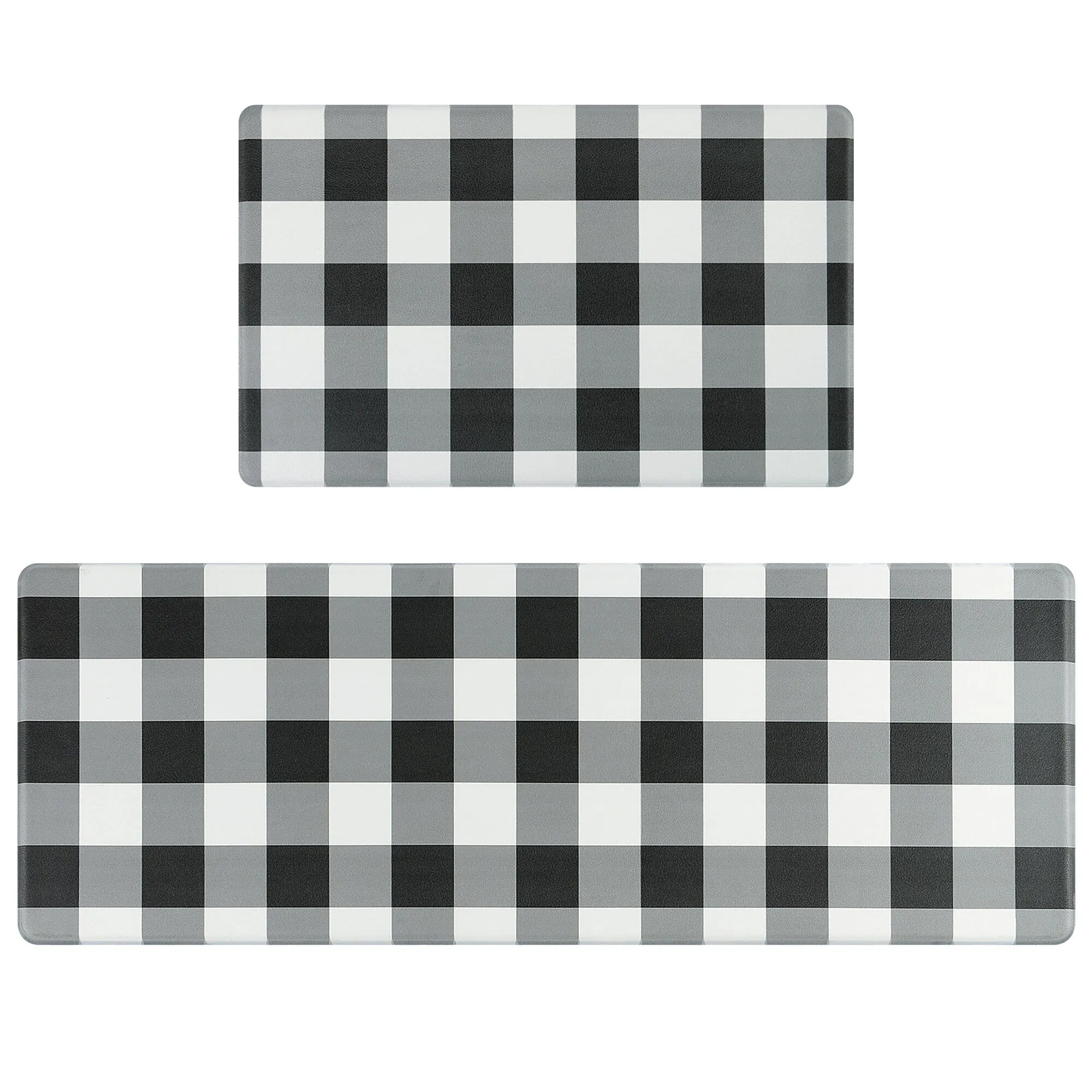Non Slip PVC Foam Washable Kitchen Rugs and Mats 2 Piece Set - N/A