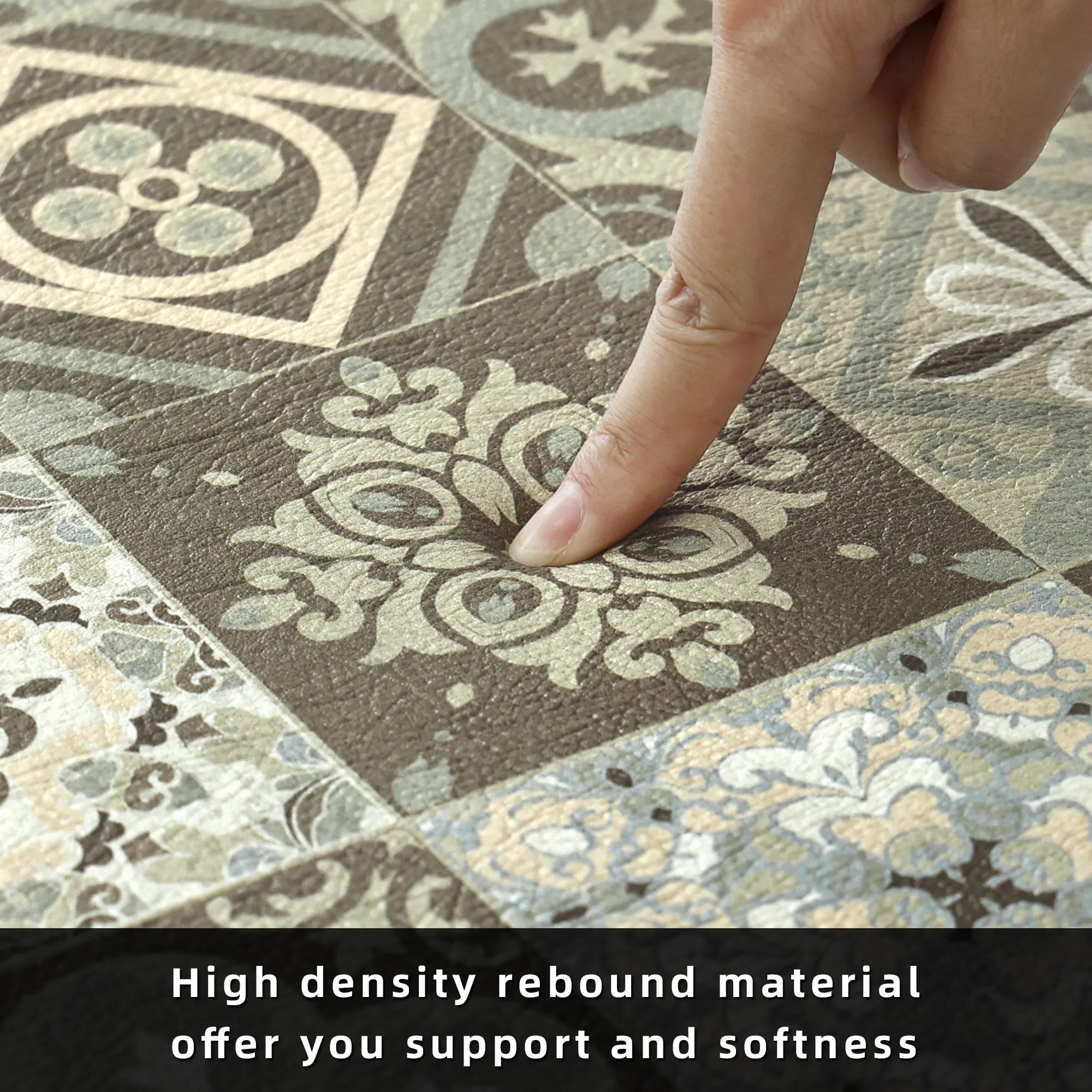 Non Slip PVC Foam Washable Kitchen Rugs and Mats 2 Piece Set - N/A