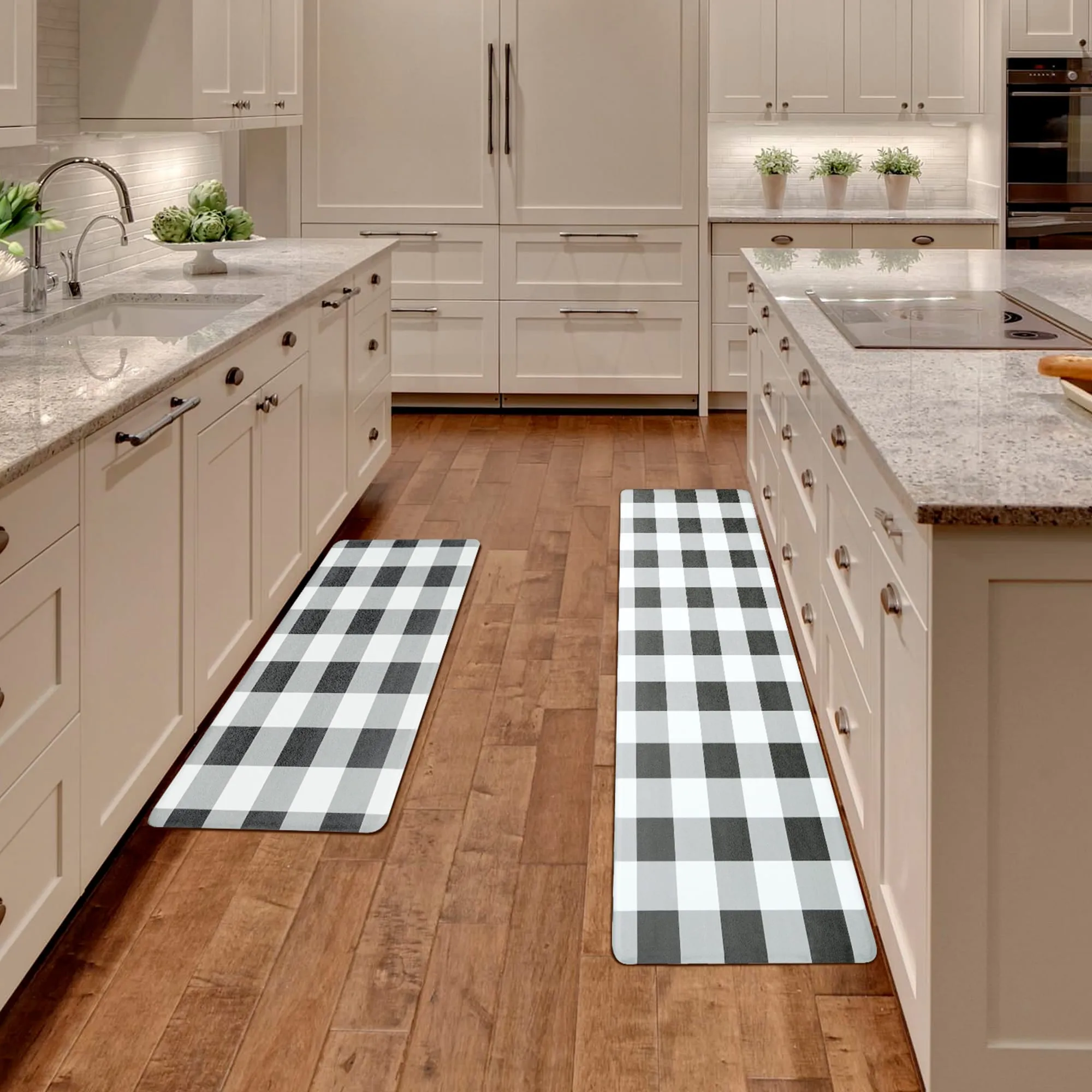 Non Slip PVC Foam Washable Kitchen Rugs and Mats 2 Piece Set - N/A