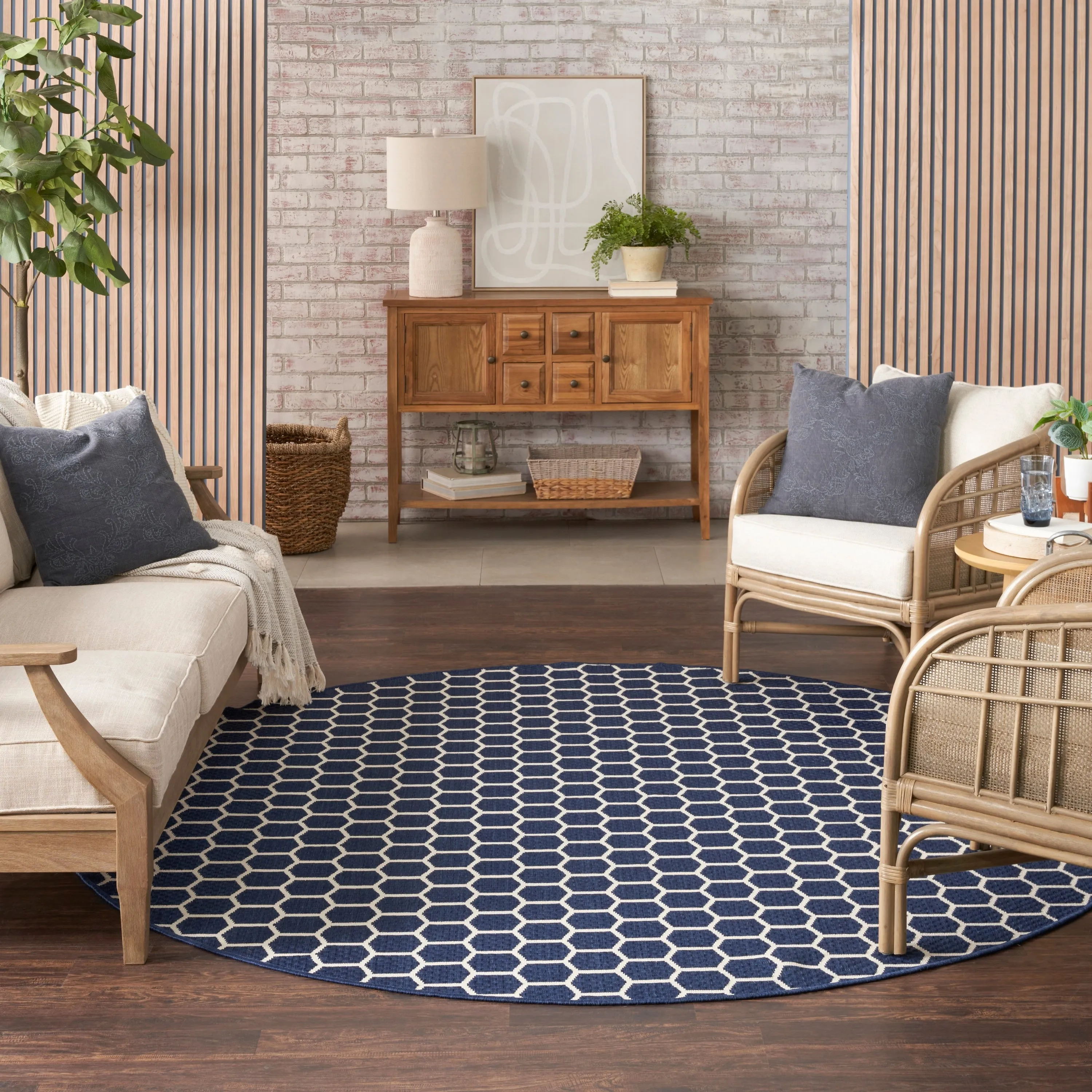 Nourison Reversible Indoor Outdoor Indoor/Outdoor Geometric Area Rug