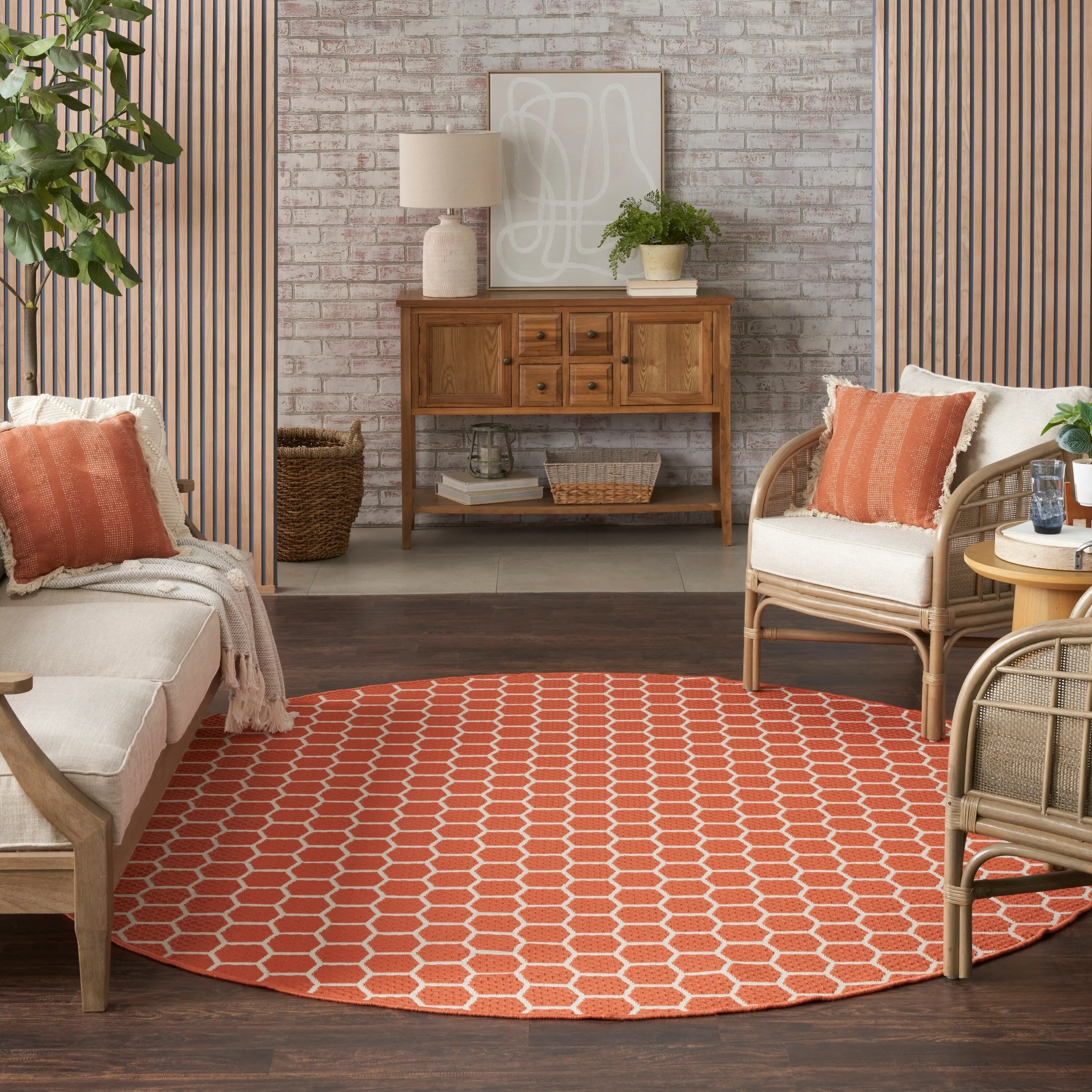 Nourison Reversible Indoor Outdoor Indoor/Outdoor Geometric Area Rug