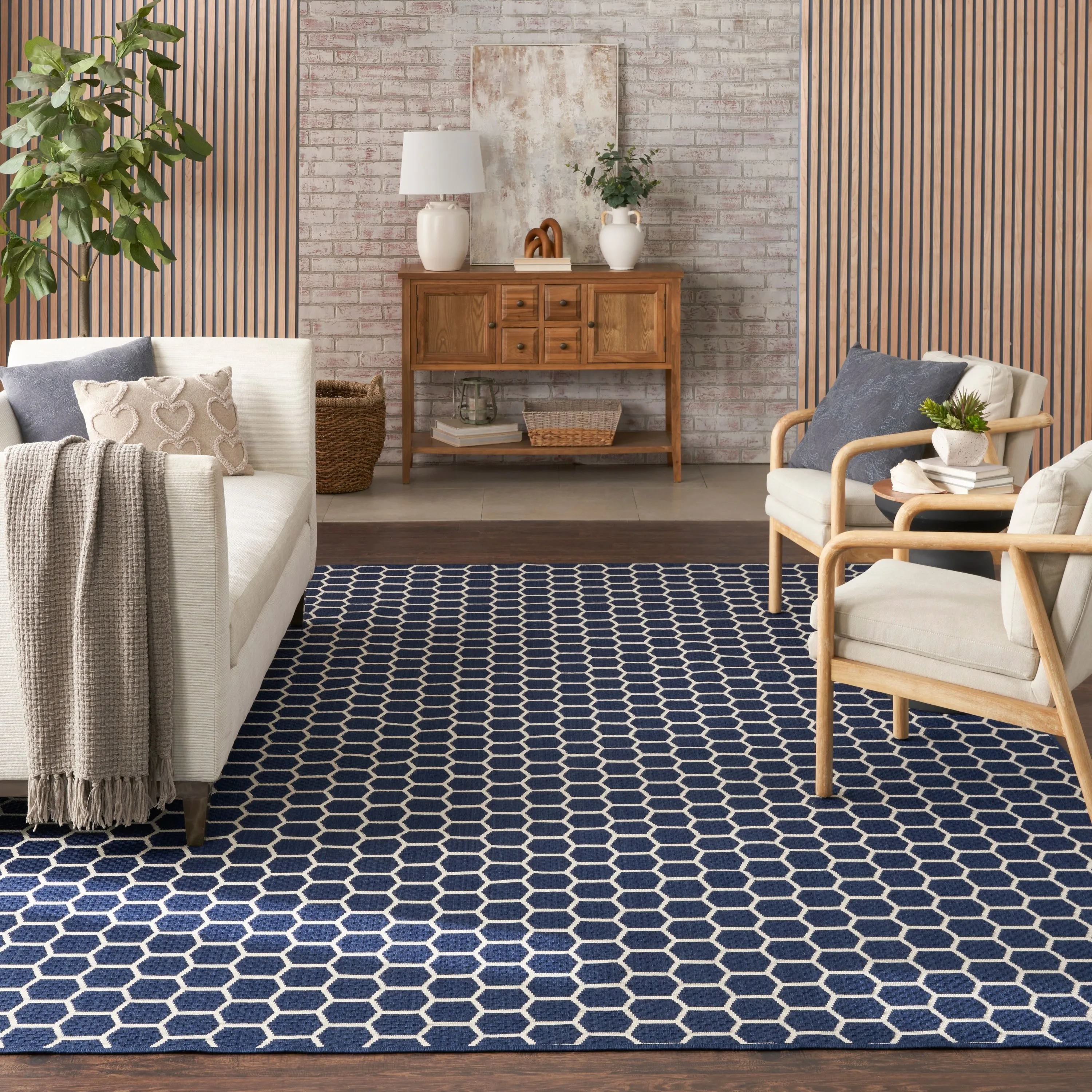 Nourison Reversible Indoor Outdoor Indoor/Outdoor Geometric Area Rug