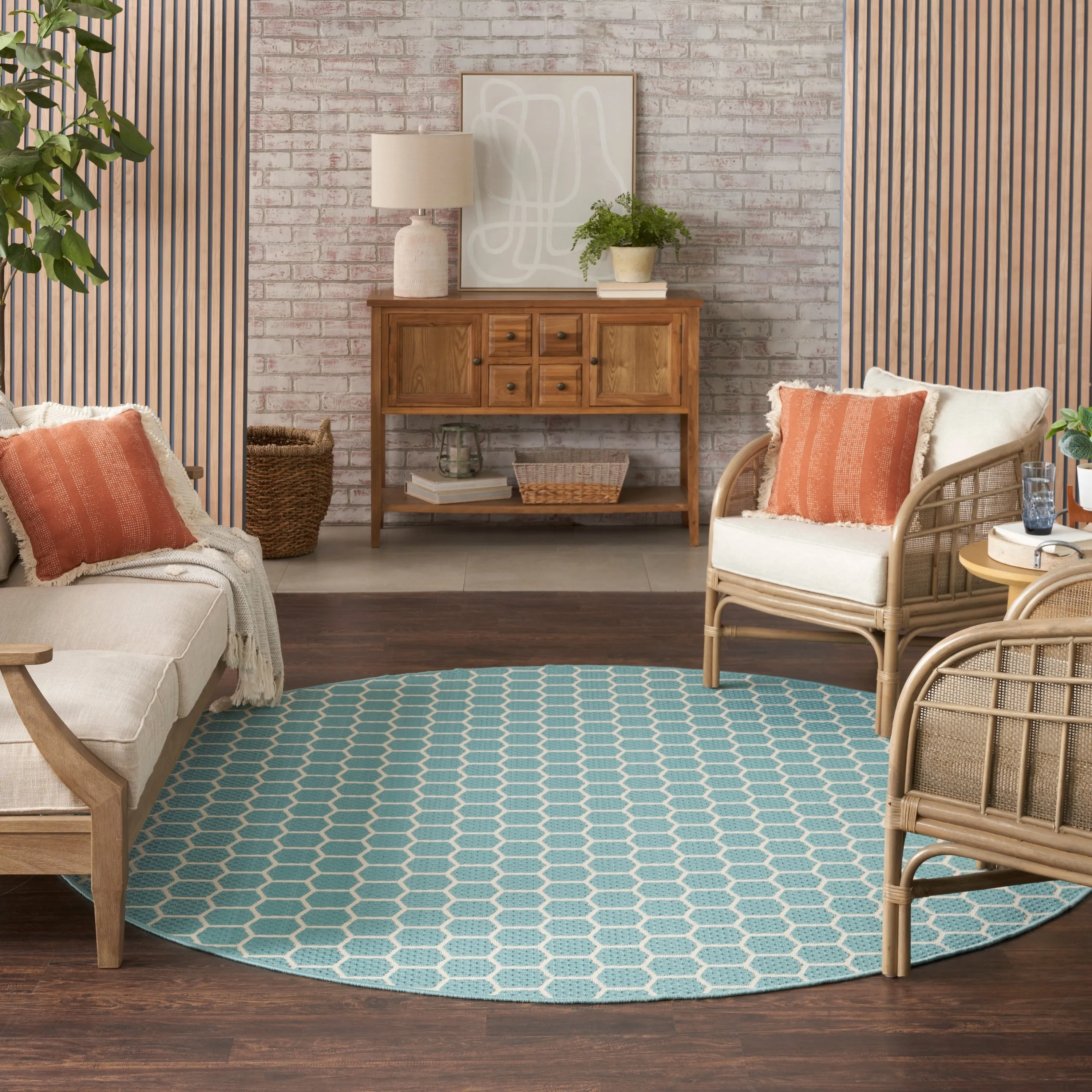 Nourison Reversible Indoor Outdoor Indoor/Outdoor Geometric Area Rug