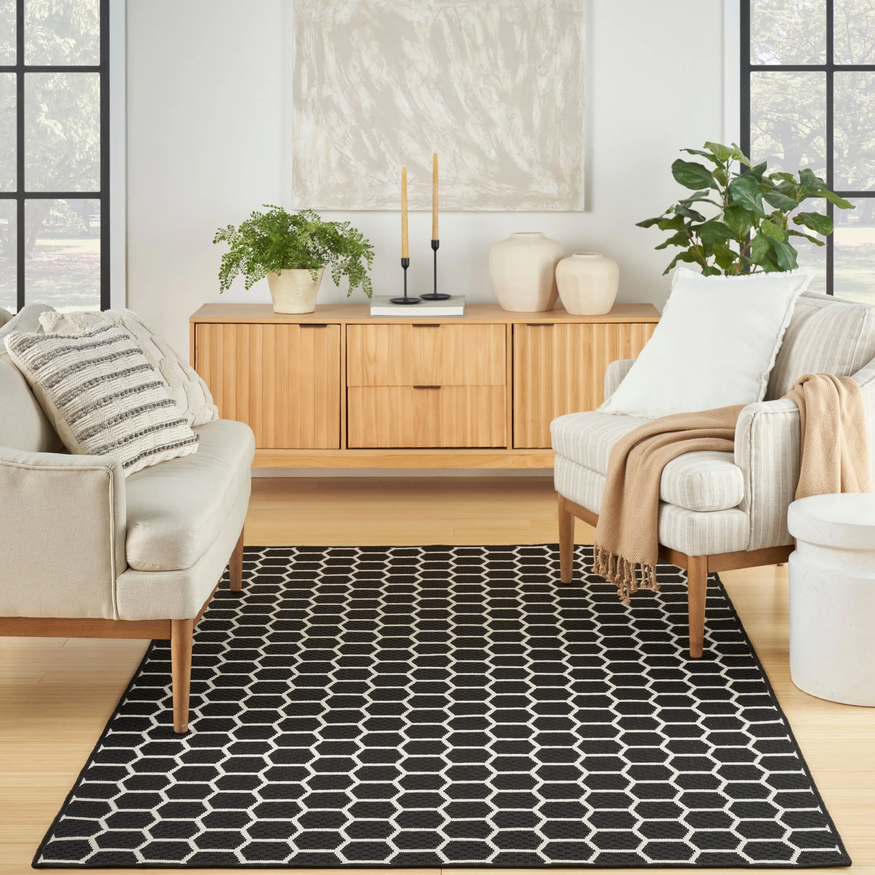 Nourison Reversible Indoor Outdoor Indoor/Outdoor Geometric Area Rug