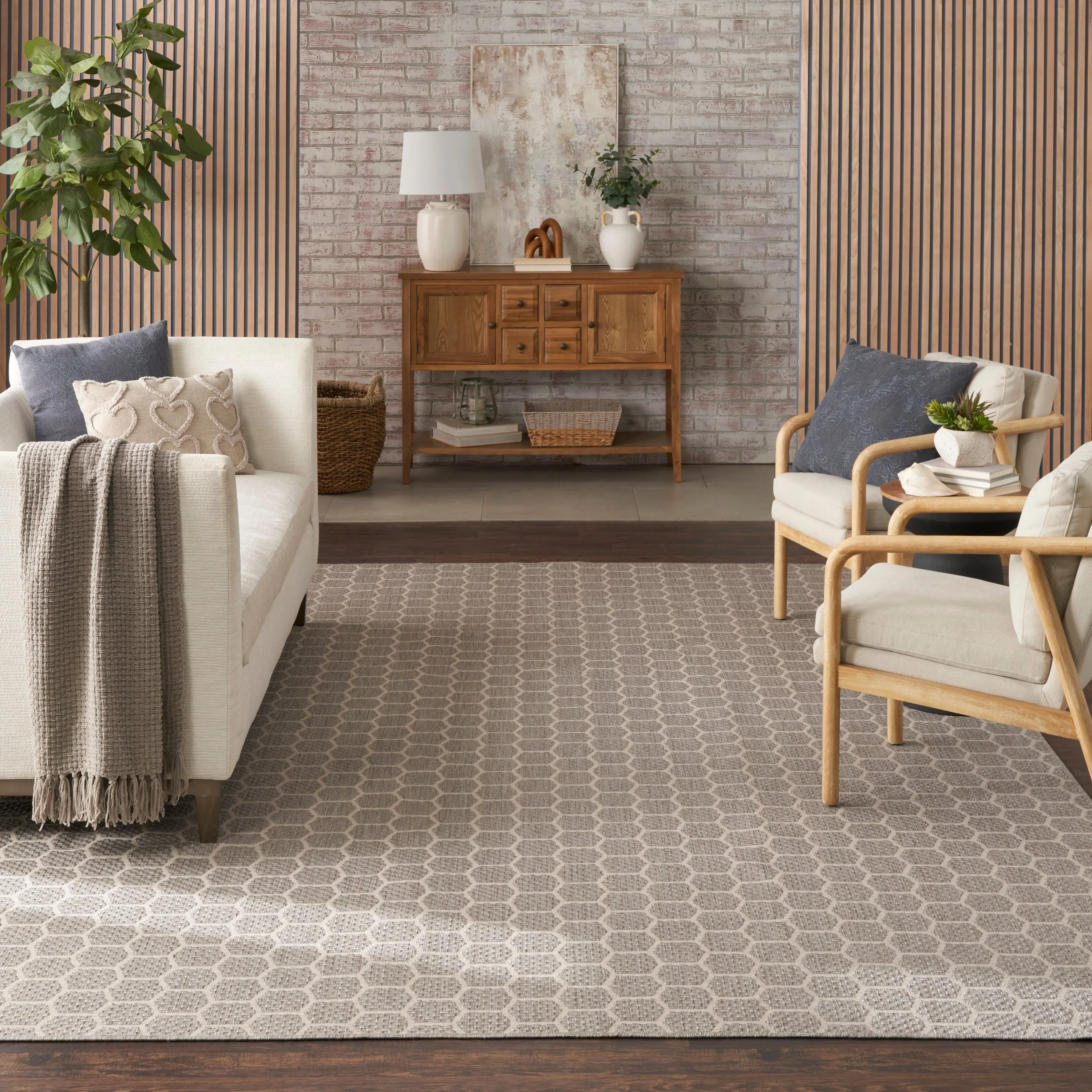 Nourison Reversible Indoor Outdoor Indoor/Outdoor Geometric Area Rug