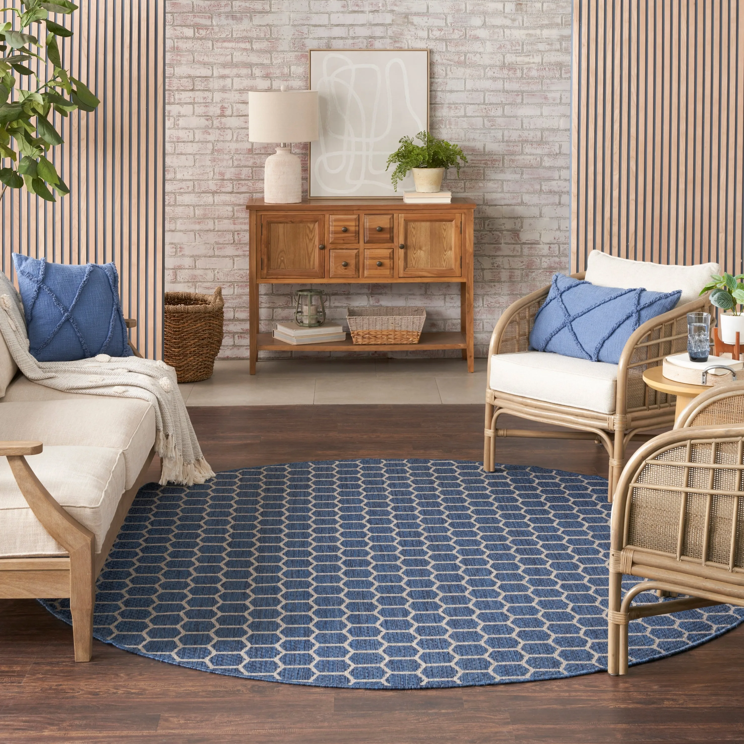 Nourison Reversible Indoor Outdoor Indoor/Outdoor Geometric Area Rug