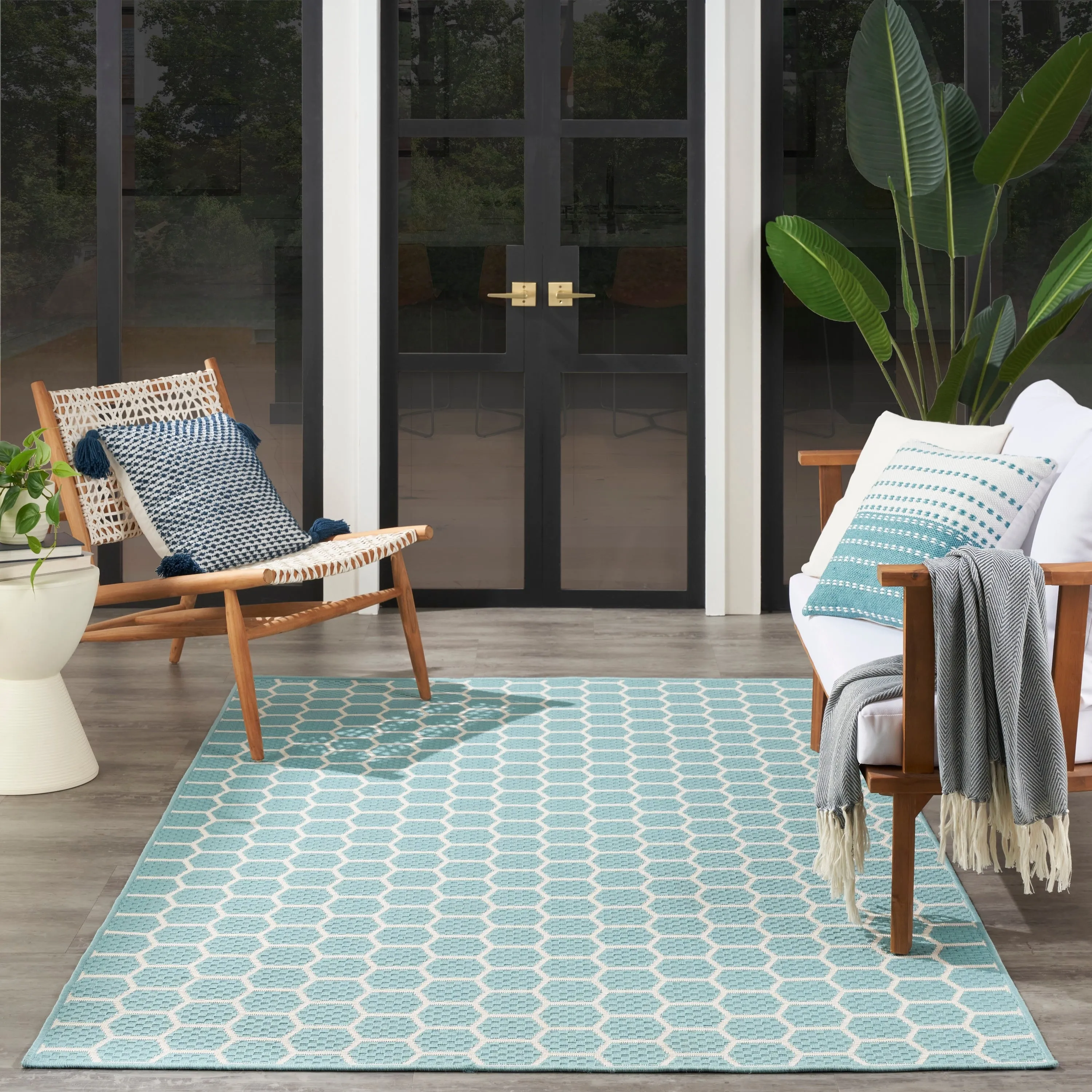 Nourison Reversible Indoor Outdoor Indoor/Outdoor Geometric Area Rug