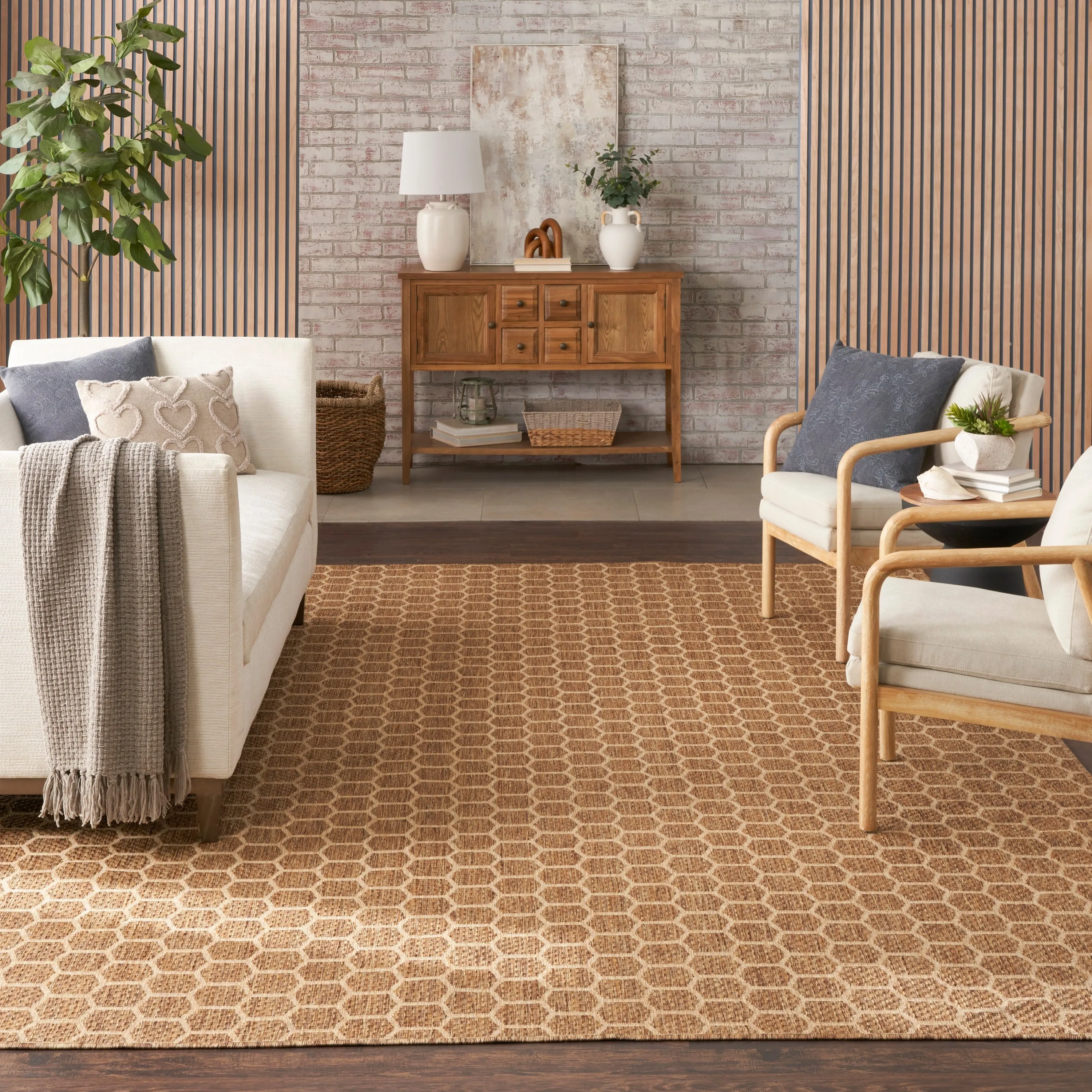 Nourison Reversible Indoor Outdoor Indoor/Outdoor Geometric Area Rug