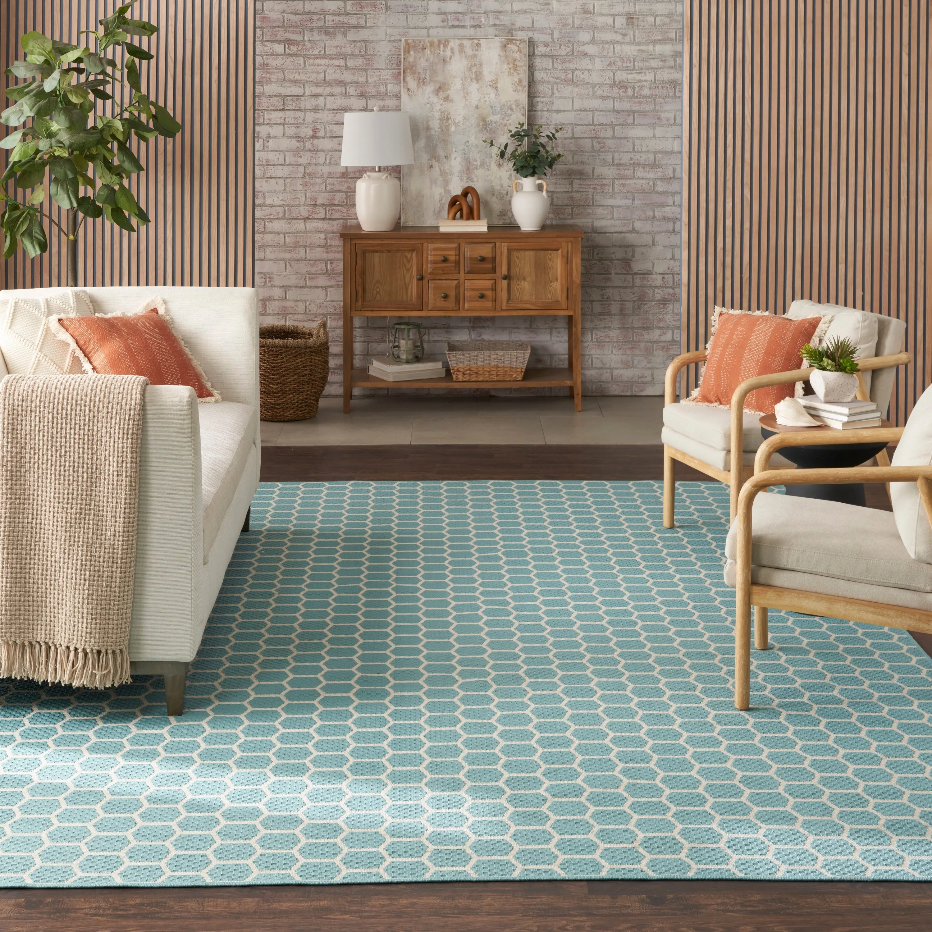 Nourison Reversible Indoor Outdoor Indoor/Outdoor Geometric Area Rug