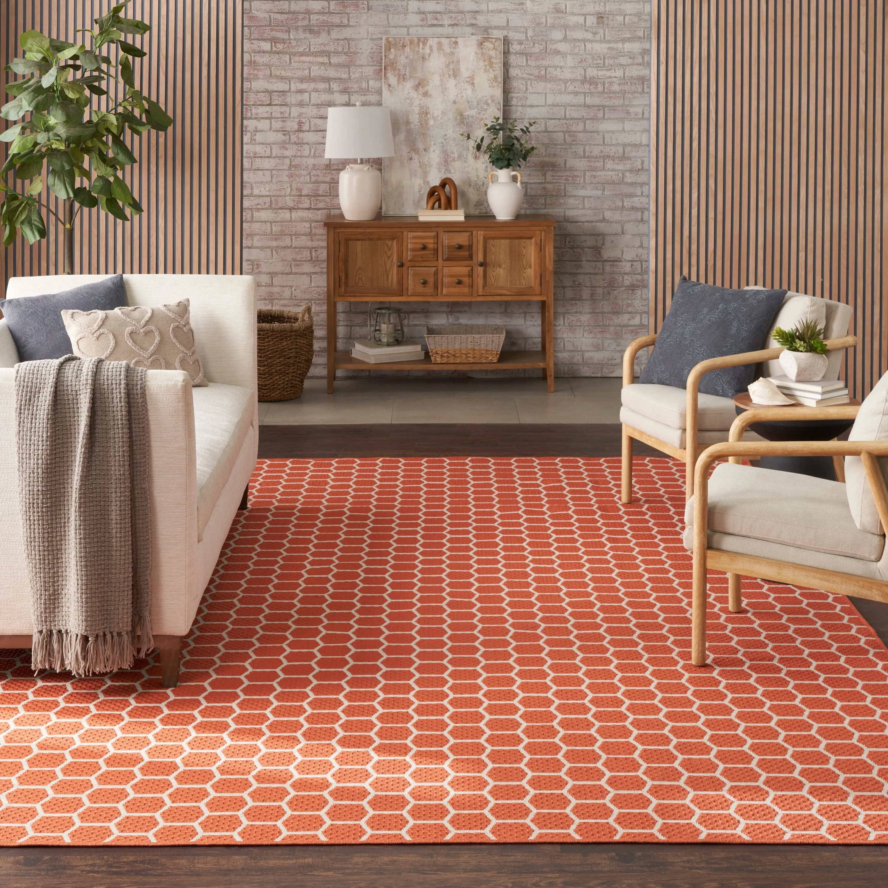 Nourison Reversible Indoor Outdoor Indoor/Outdoor Geometric Area Rug