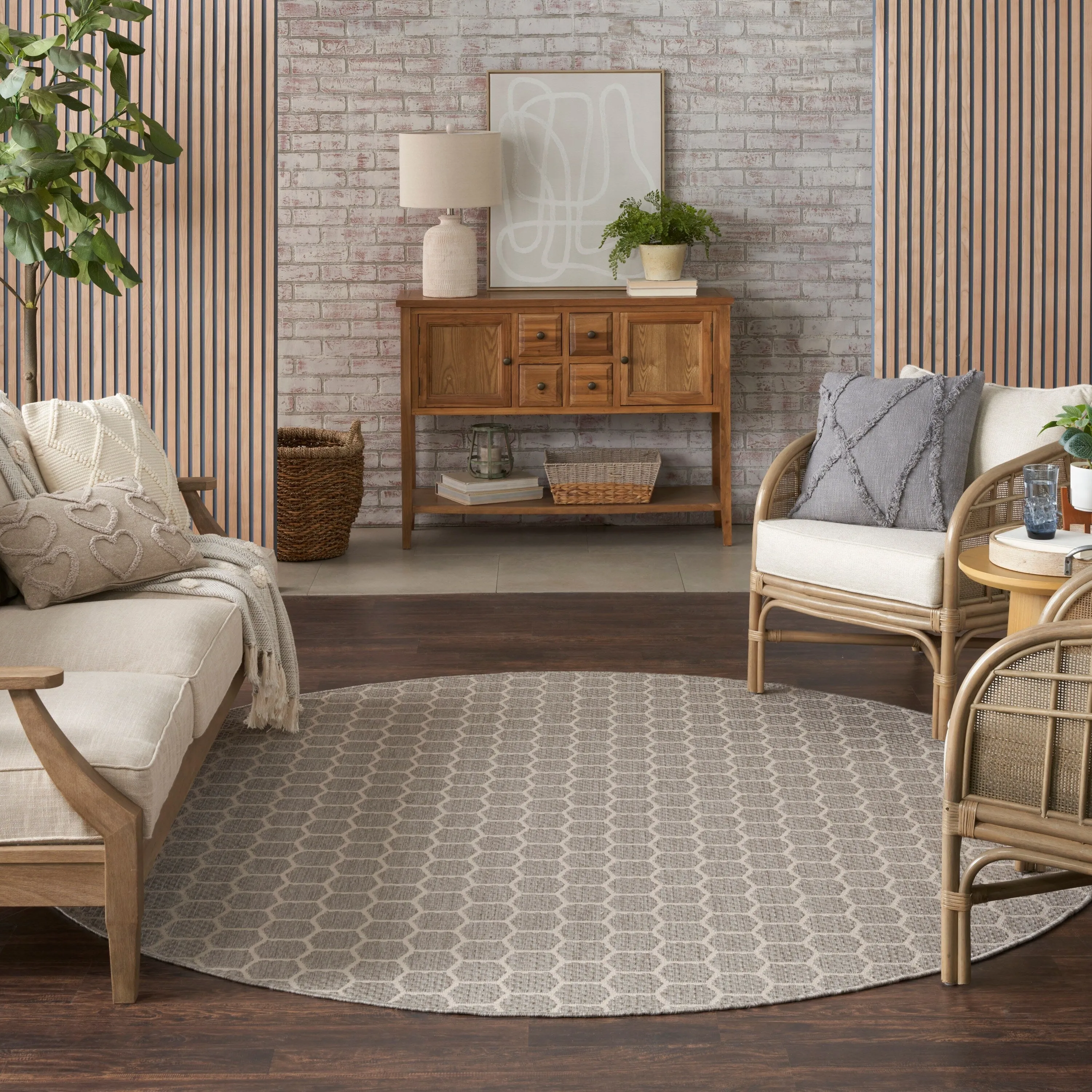 Nourison Reversible Indoor Outdoor Indoor/Outdoor Geometric Area Rug