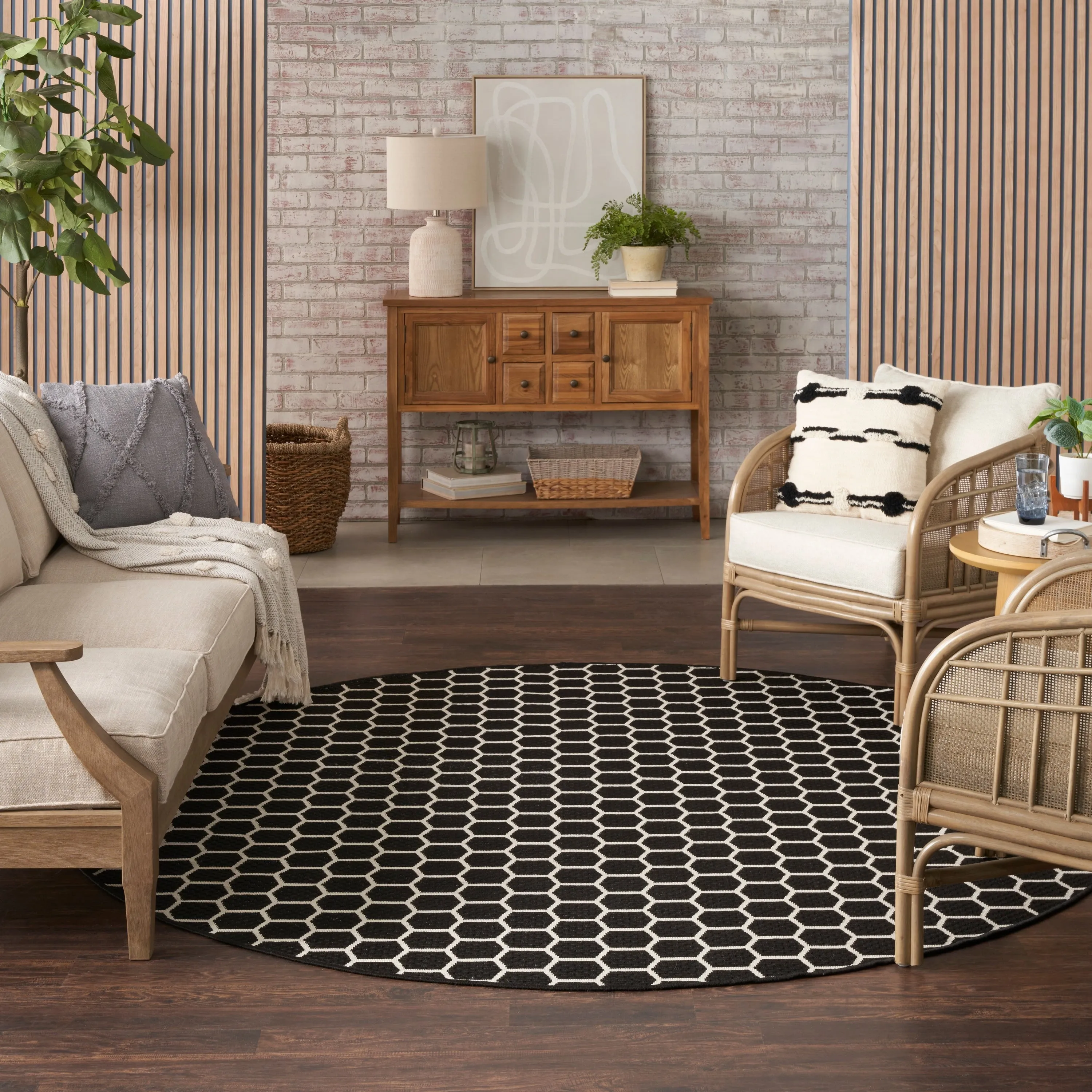Nourison Reversible Indoor Outdoor Indoor/Outdoor Geometric Area Rug