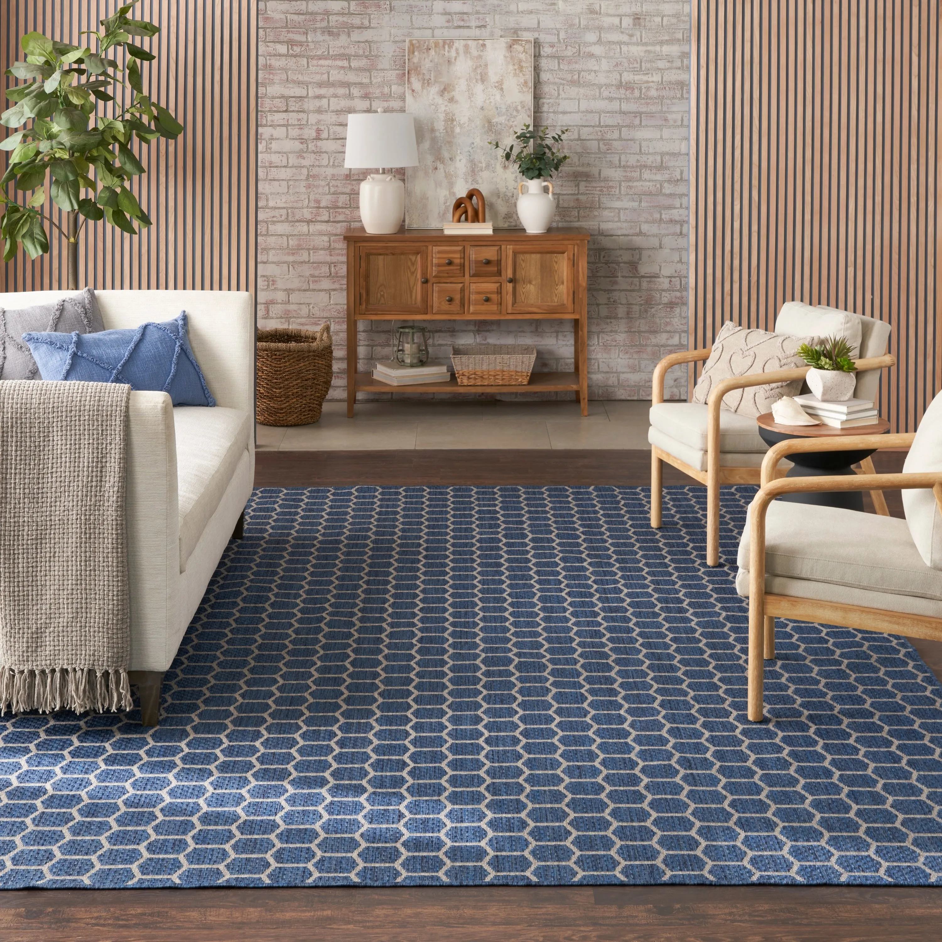 Nourison Reversible Indoor Outdoor Indoor/Outdoor Geometric Area Rug