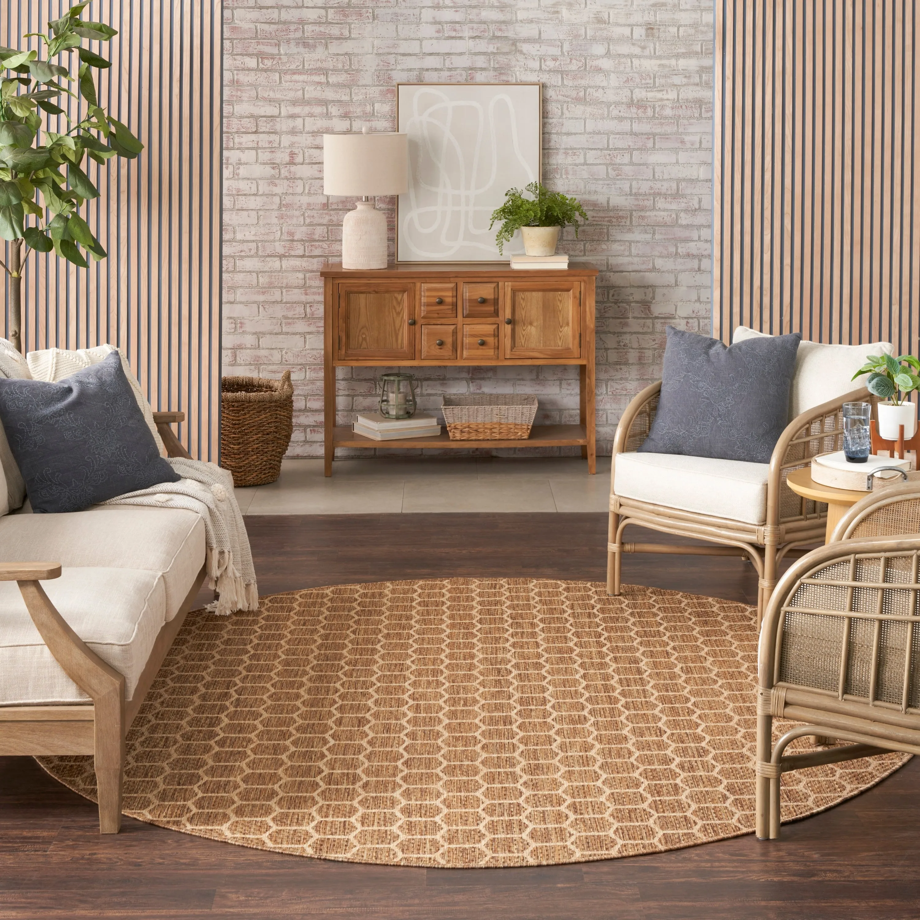 Nourison Reversible Indoor Outdoor Indoor/Outdoor Geometric Area Rug