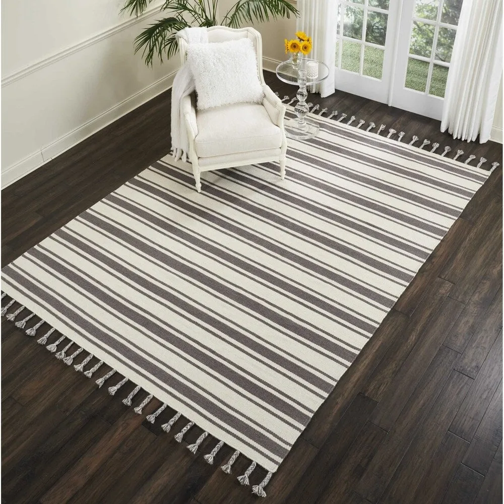 Nourison Solano Striped Dhurri Reversible Area Rug