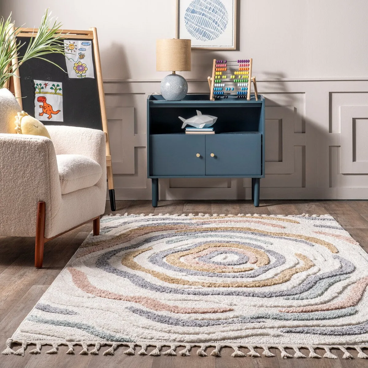 Nuloom Adette Abstract Swirl Kids Tassel Area Rug
