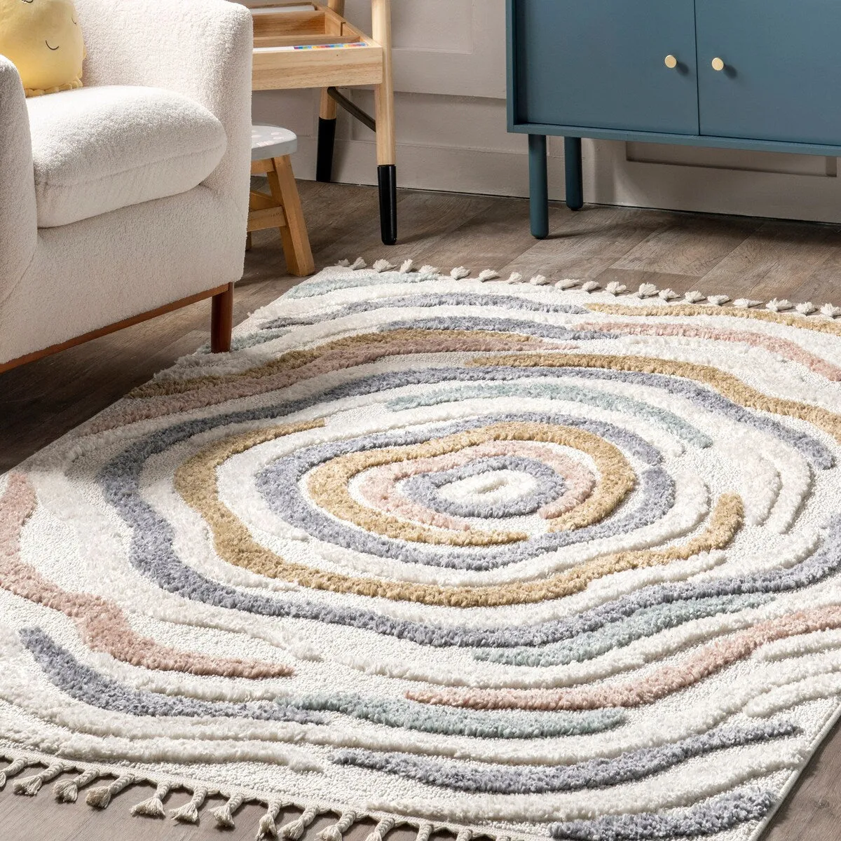 Nuloom Adette Abstract Swirl Kids Tassel Area Rug