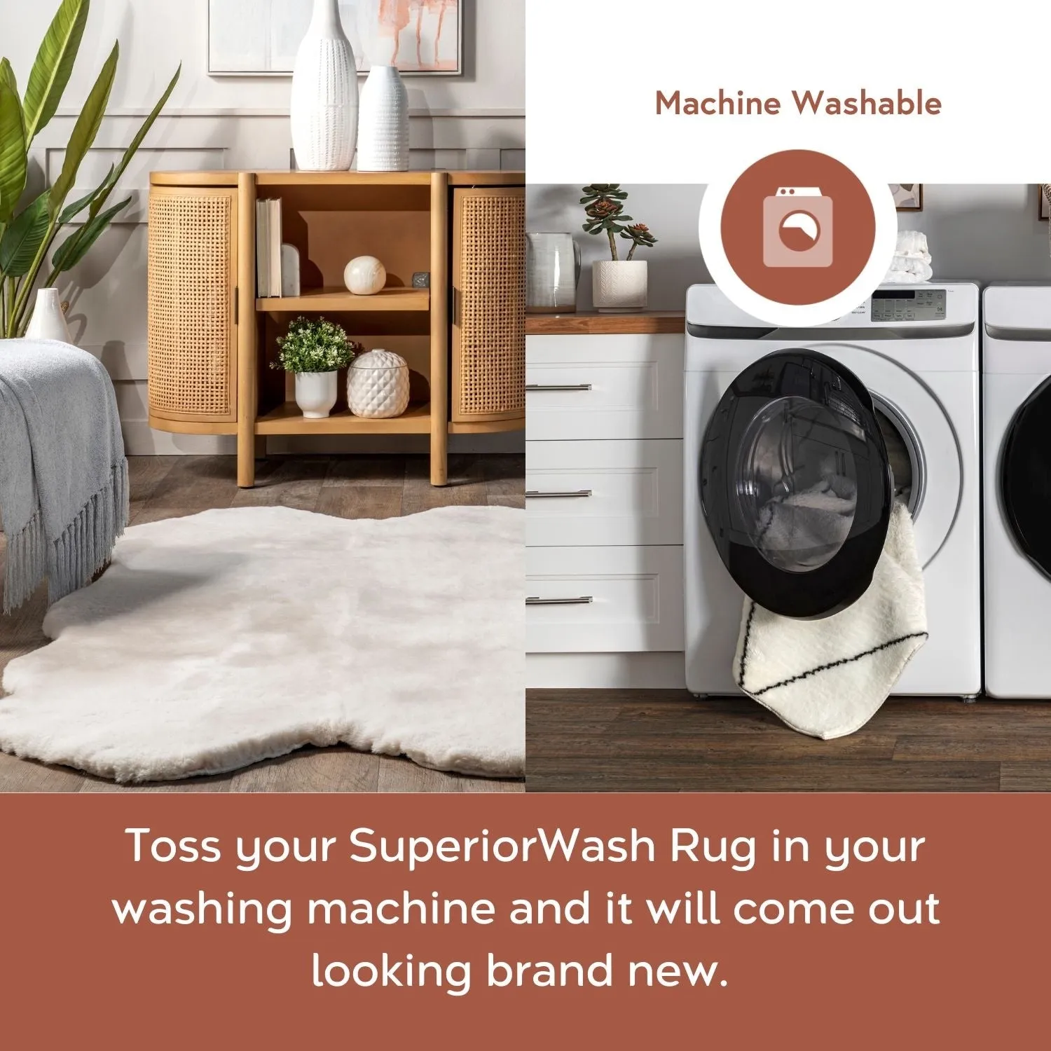 Nuloom Corra SuperiorWash Faux SheepSkin Machine Washable Area Rug