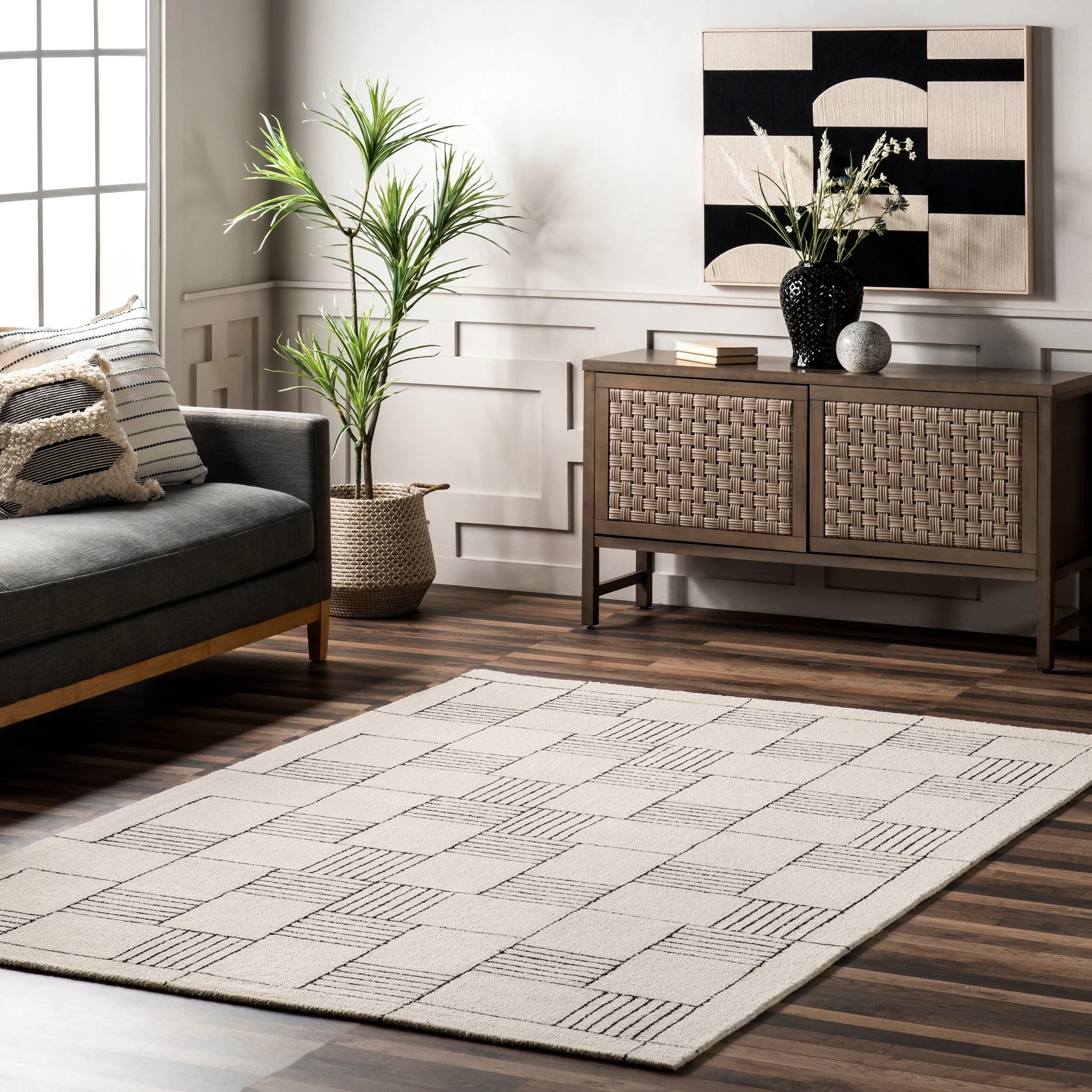 Nuloom Danika Abstract Checkered Wool Area Rug