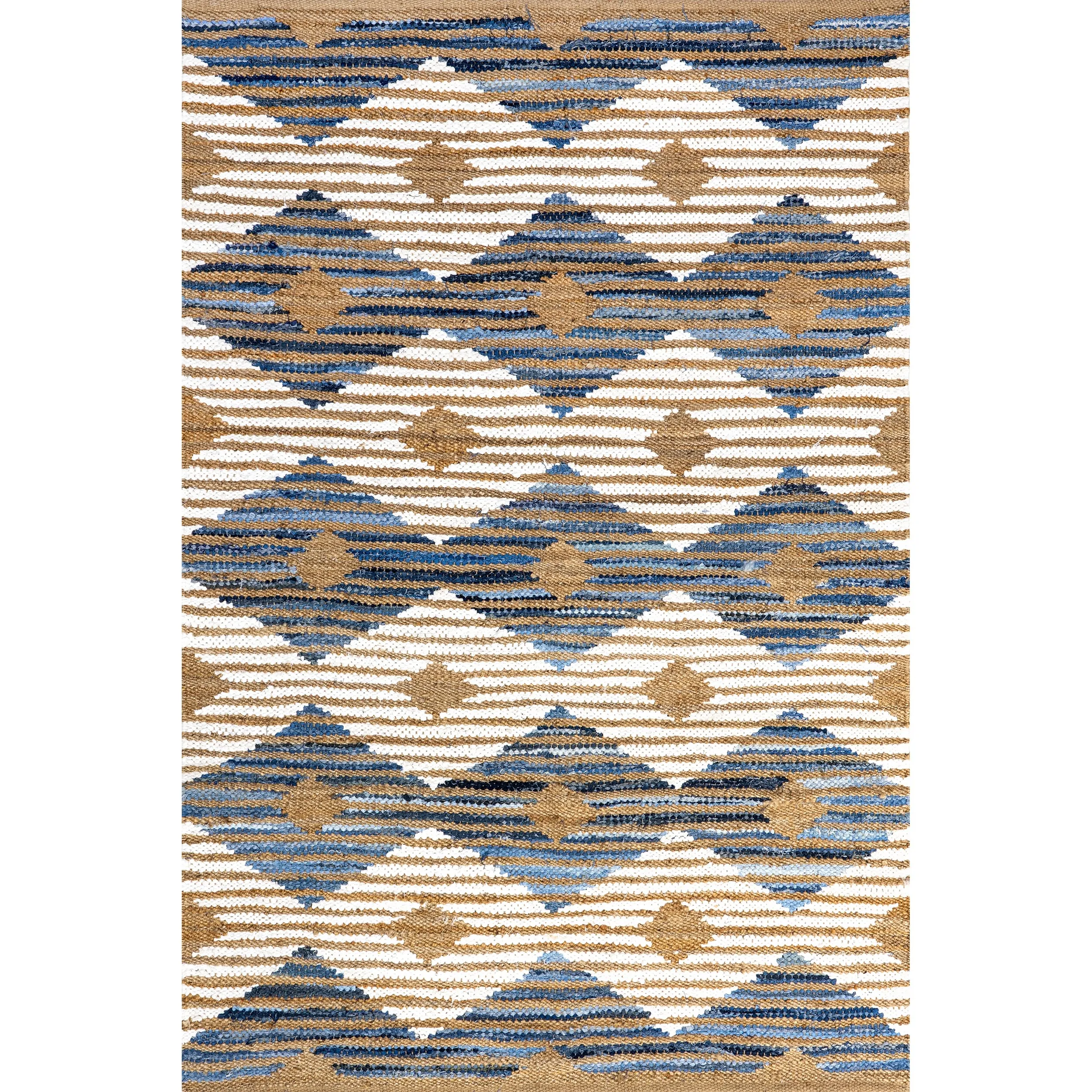 Nuloom Hand Braided Marla Denim And Jute Diamonds Area Rug