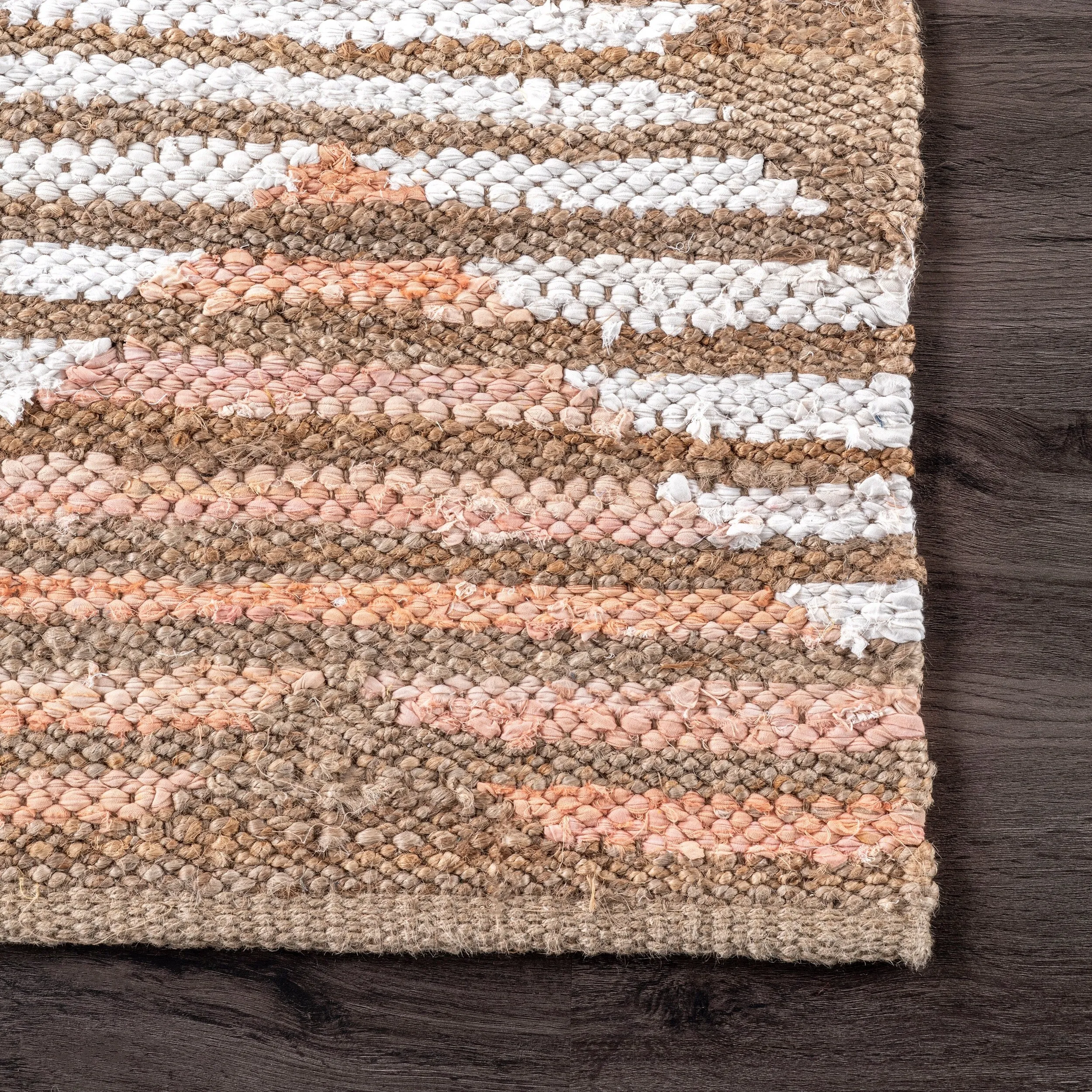 Nuloom Hand Braided Marla Denim And Jute Diamonds Area Rug