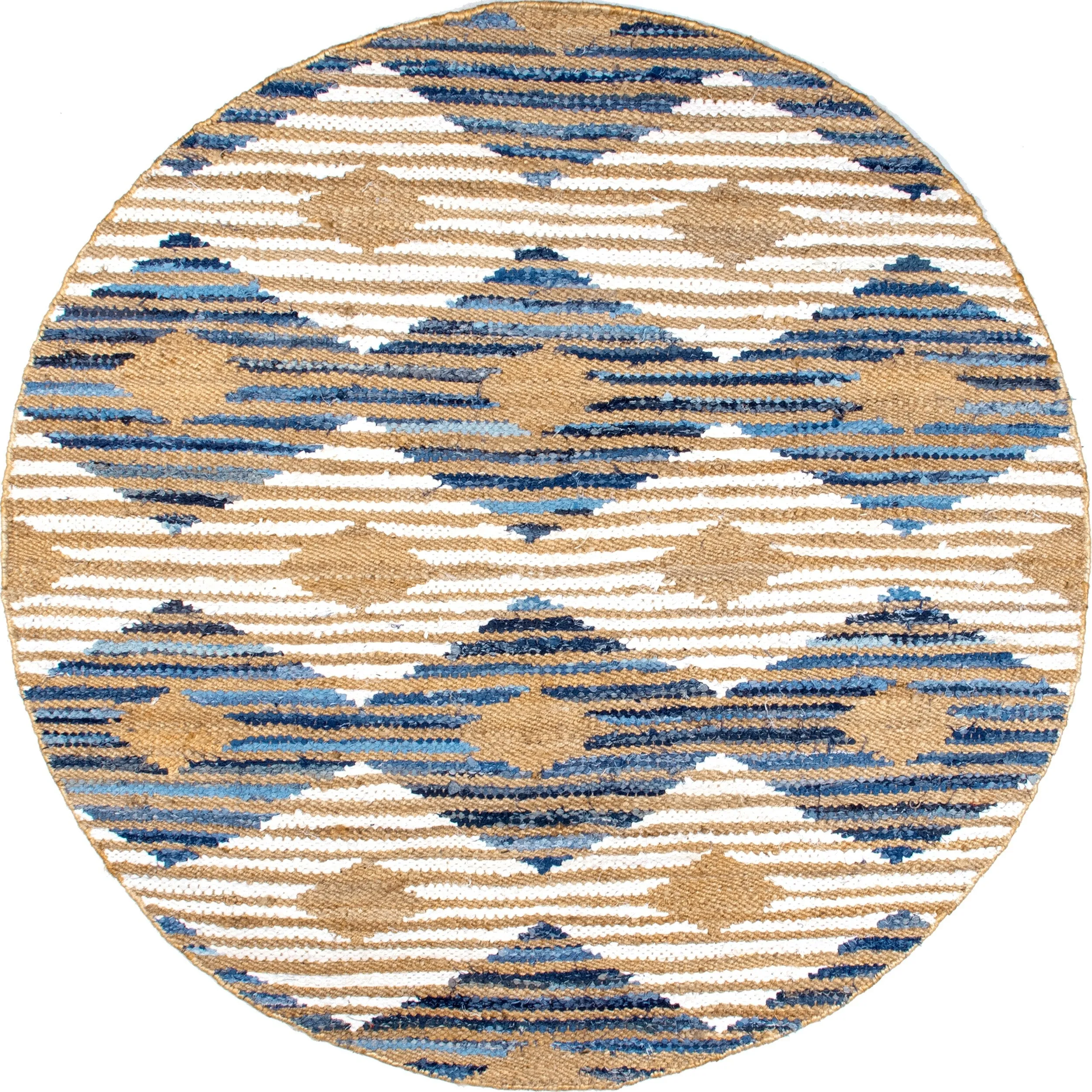 Nuloom Hand Braided Marla Denim And Jute Diamonds Area Rug