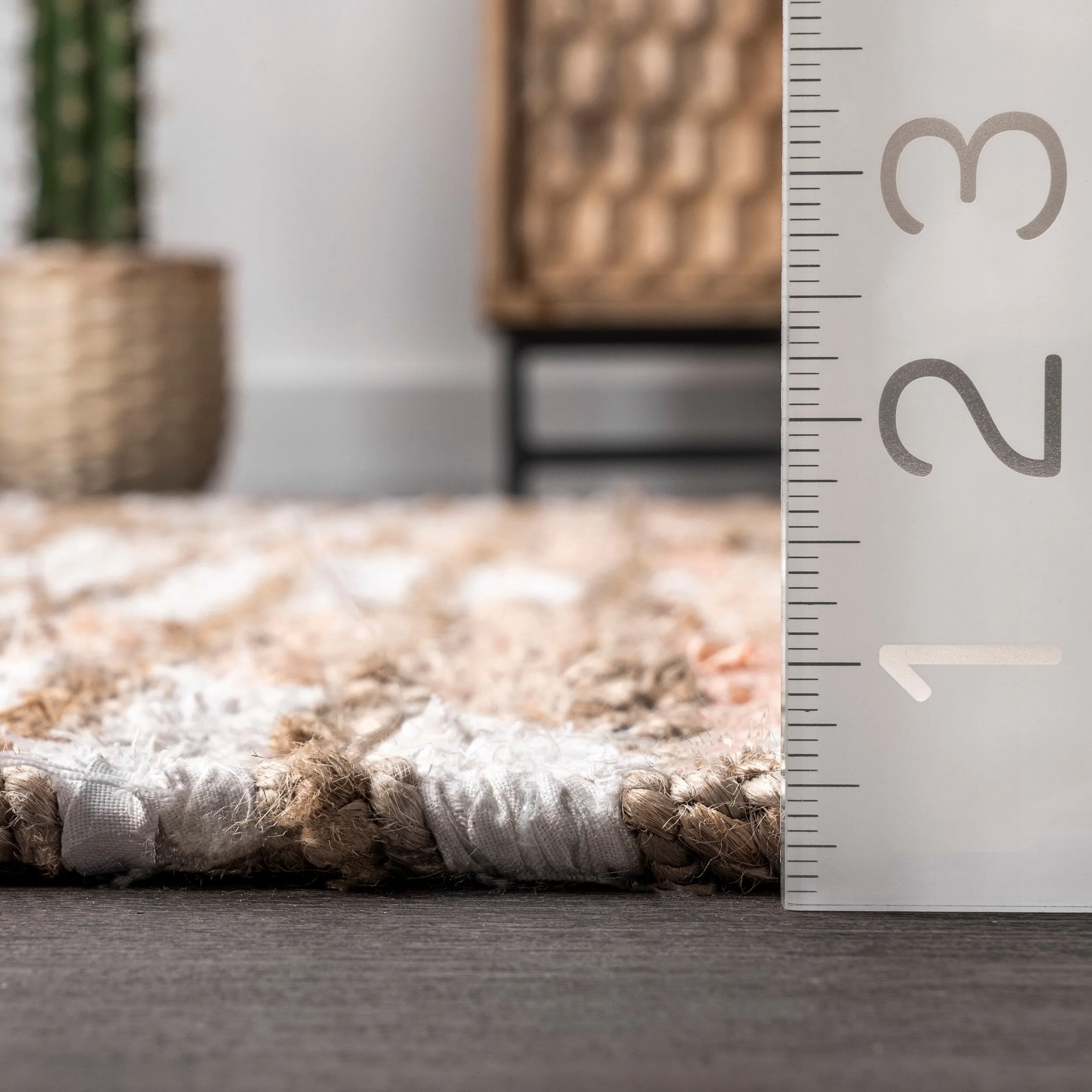 Nuloom Hand Braided Marla Denim And Jute Diamonds Area Rug