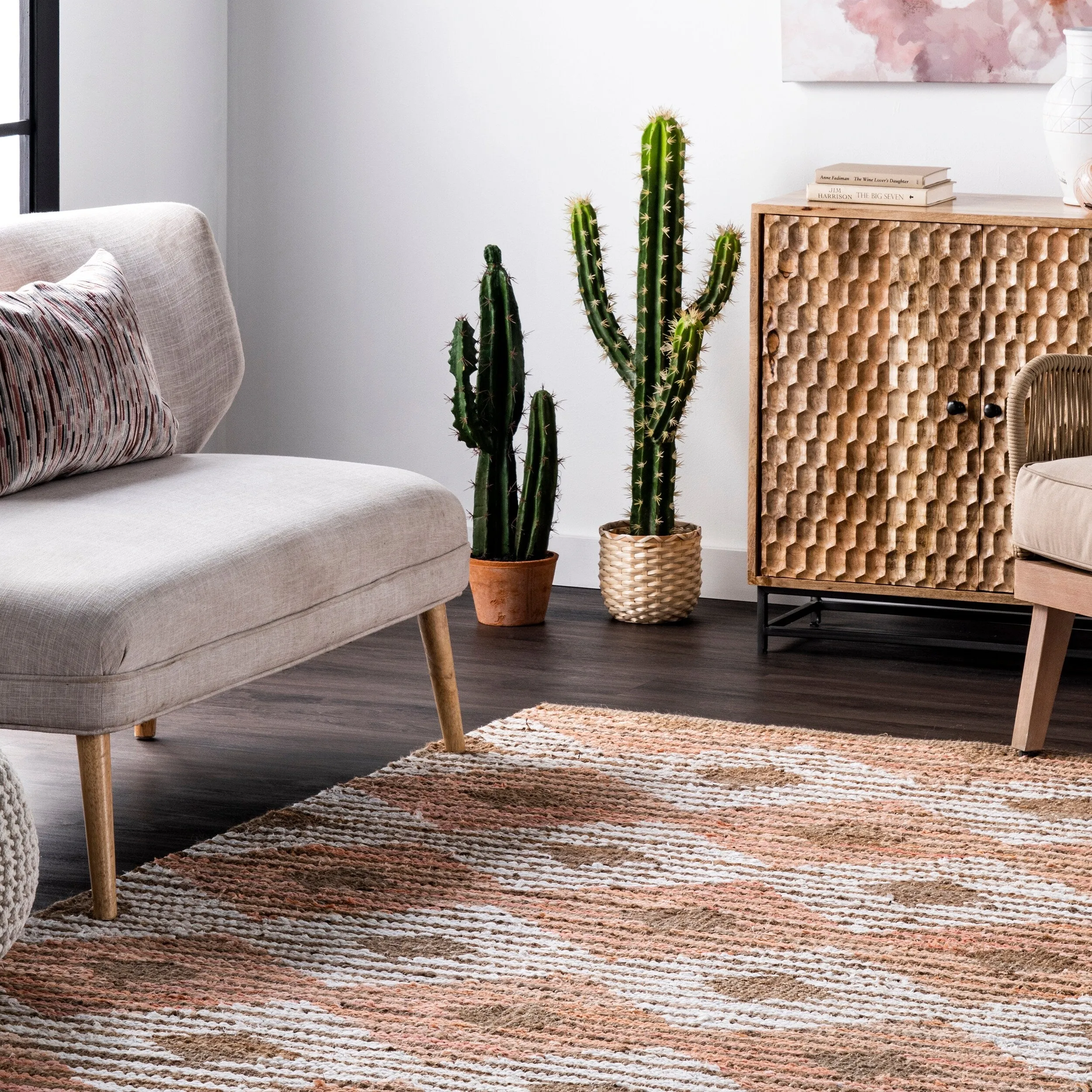 Nuloom Hand Braided Marla Denim And Jute Diamonds Area Rug