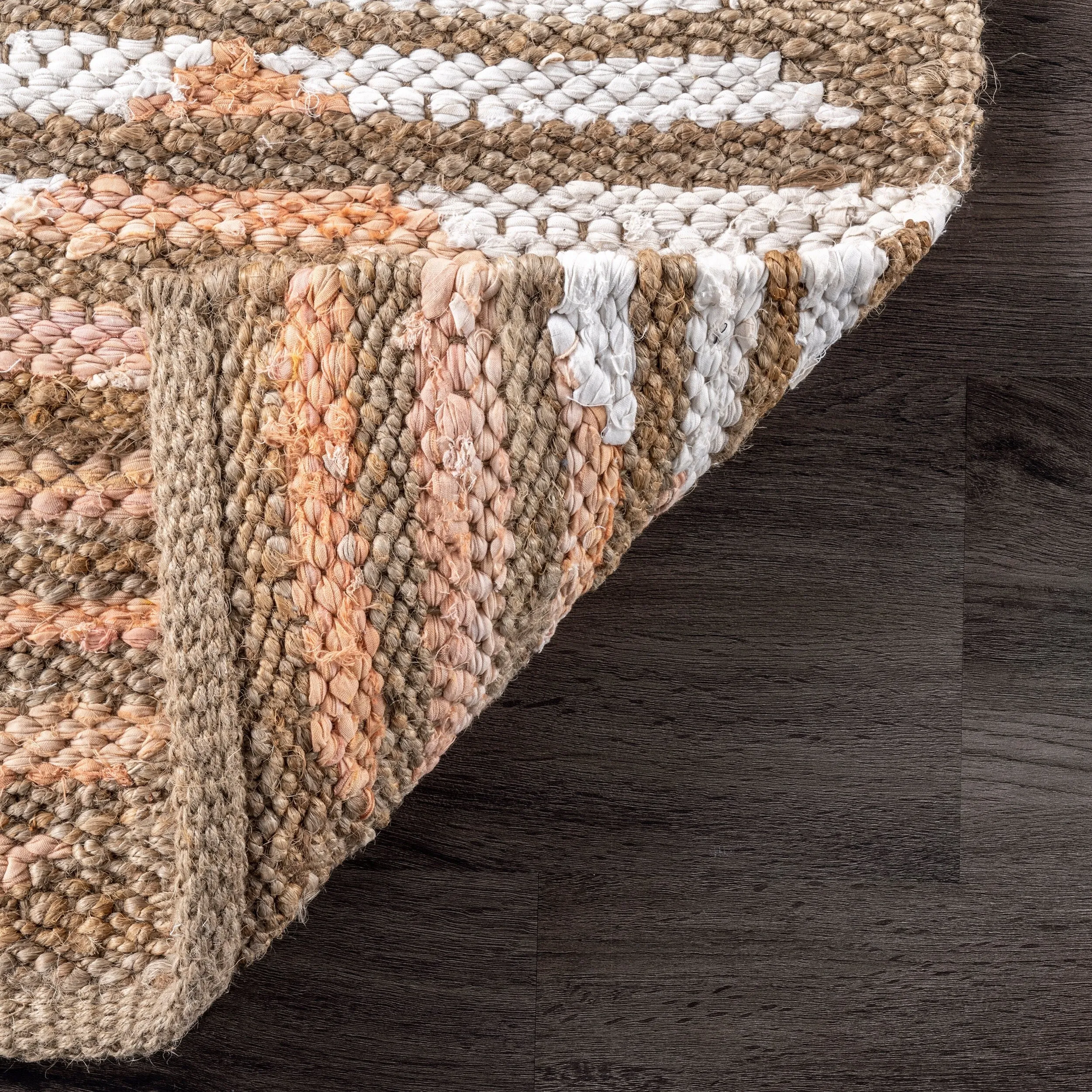 Nuloom Hand Braided Marla Denim And Jute Diamonds Area Rug
