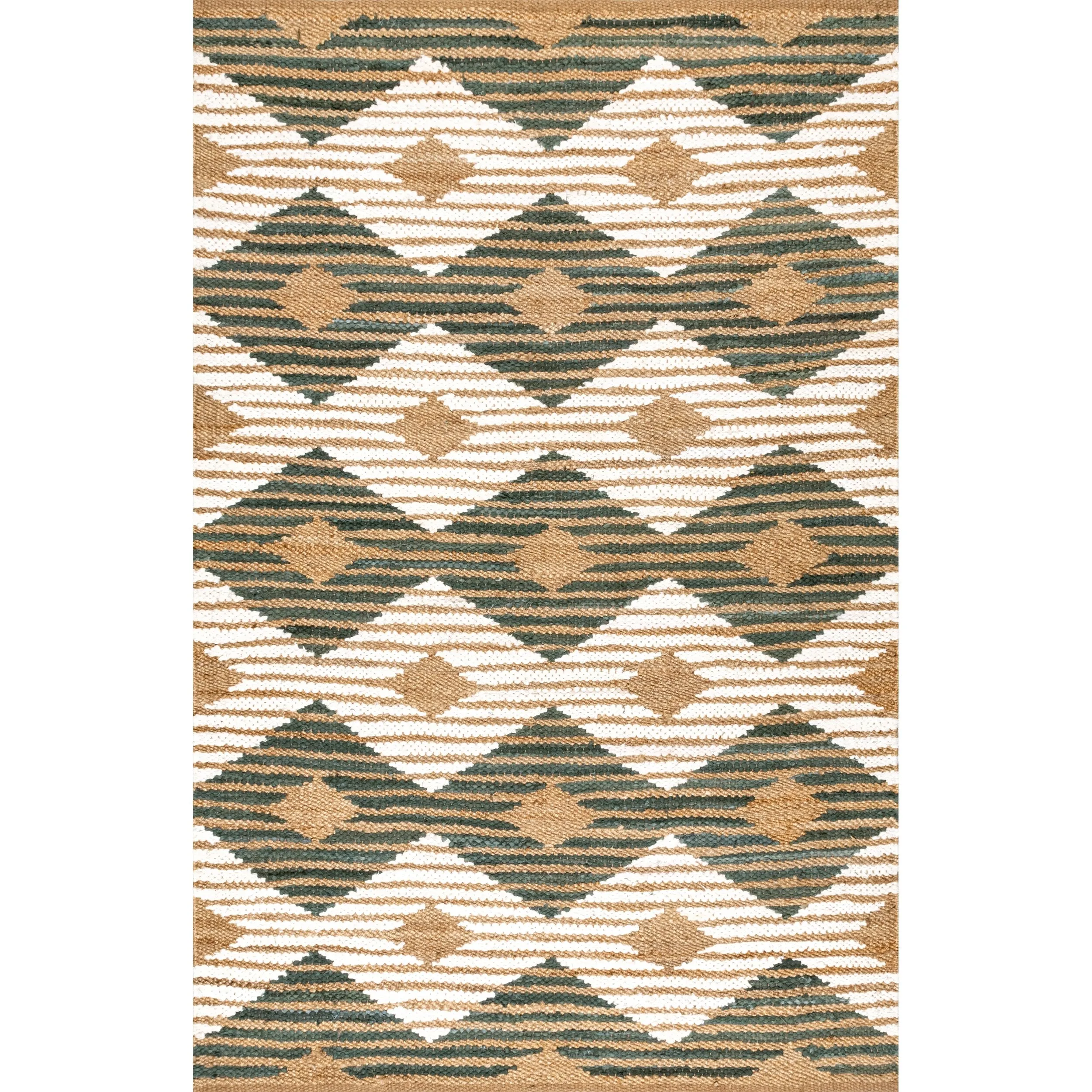 Nuloom Hand Braided Marla Denim And Jute Diamonds Area Rug