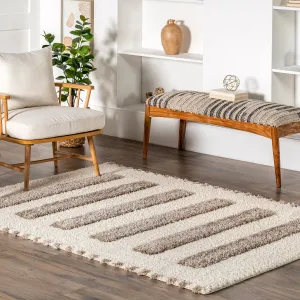 Nuloom Jasmina High/Low Striped Shag Area Rug.