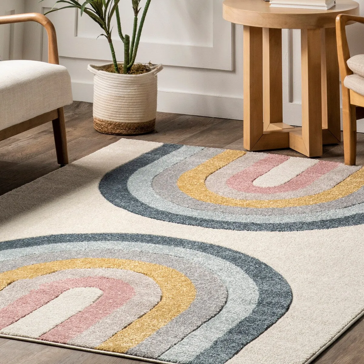 Nuloom Jerri Double Half Rainbow Kids Area Rug