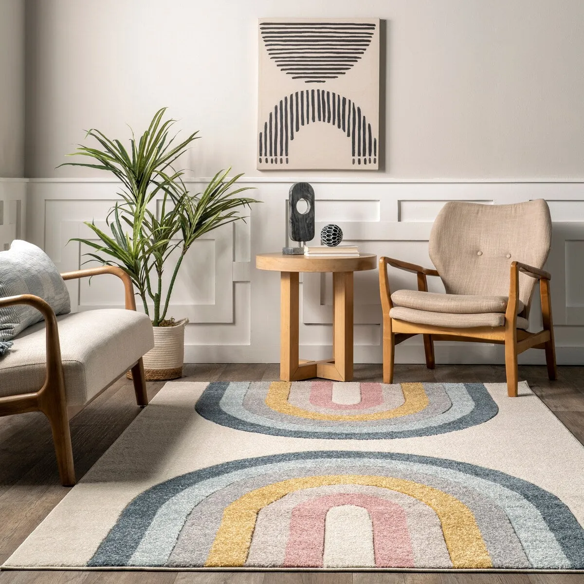Nuloom Jerri Double Half Rainbow Kids Area Rug
