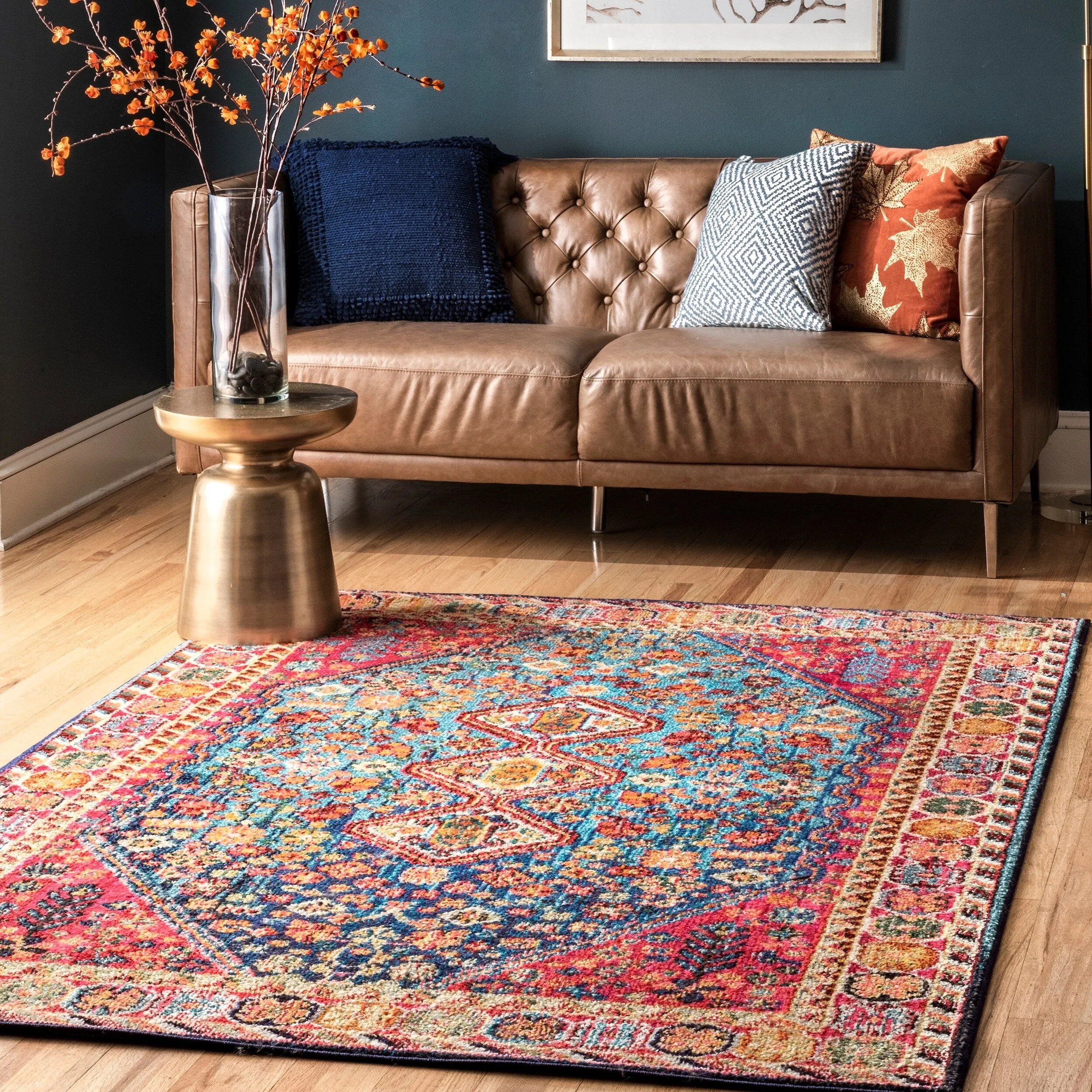 Nuloom Multi Distressed Traditional Flower Persian Area Rug - 6'7 x 9'