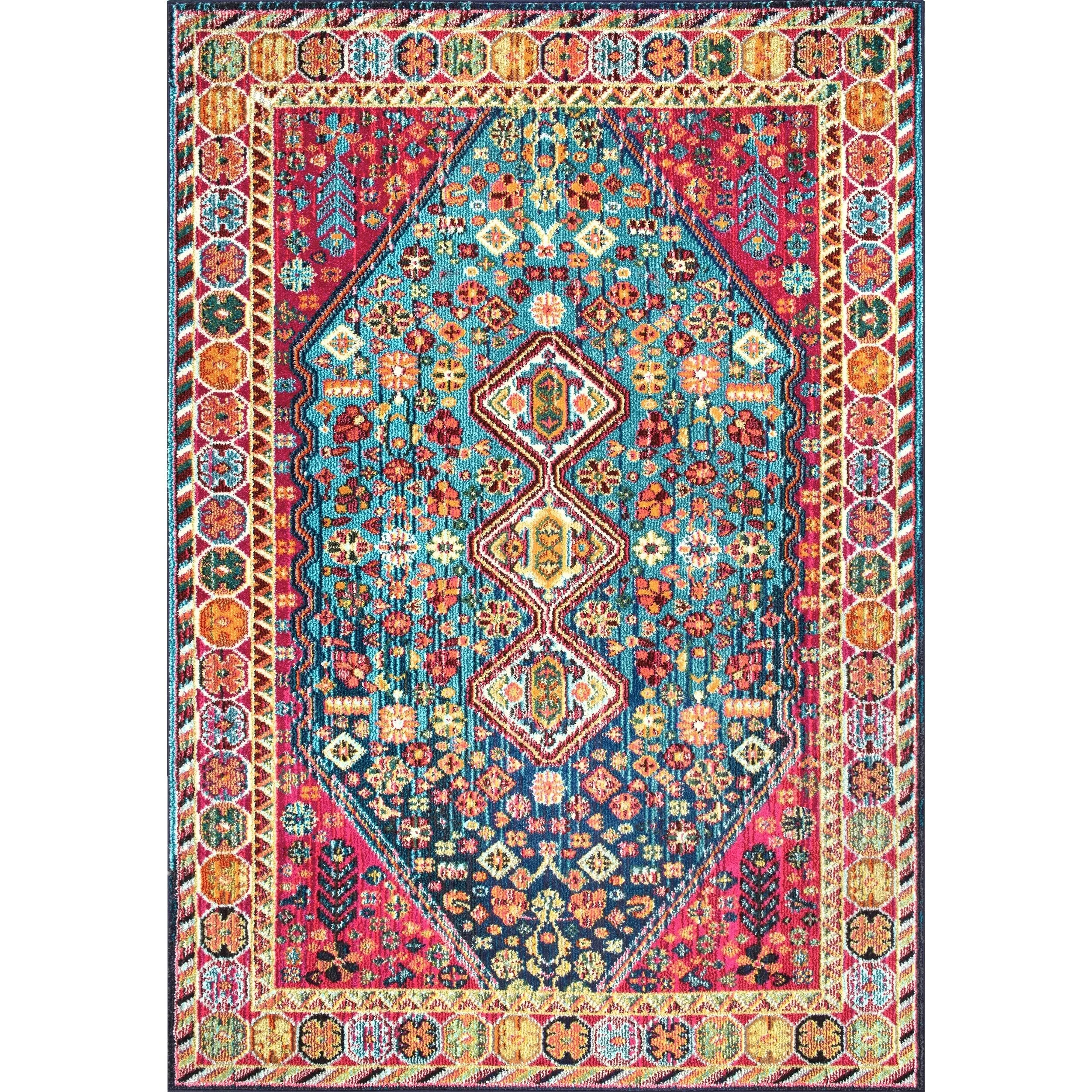 Nuloom Multi Distressed Traditional Flower Persian Area Rug - 6'7 x 9'