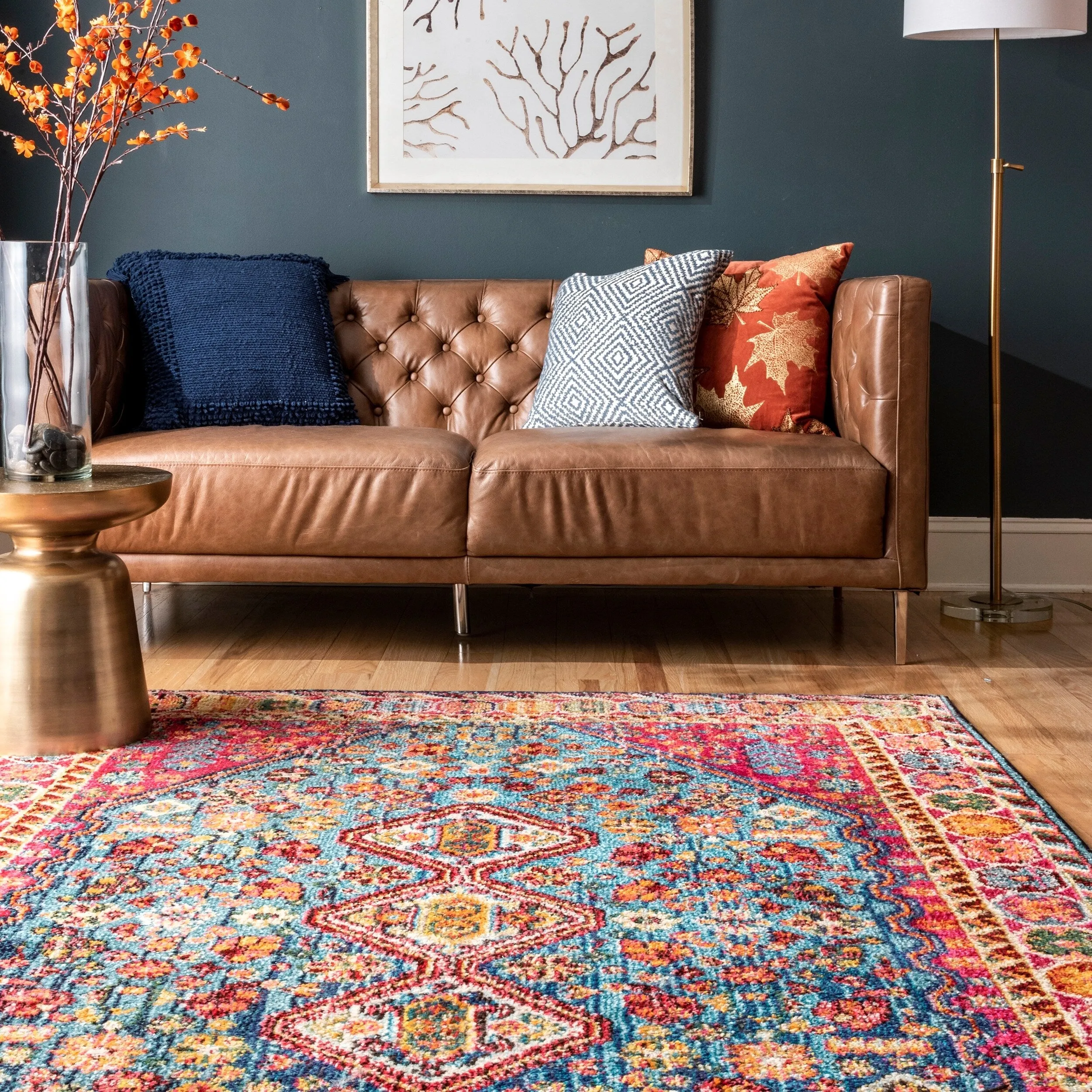 Nuloom Multi Distressed Traditional Flower Persian Area Rug - 6'7 x 9'