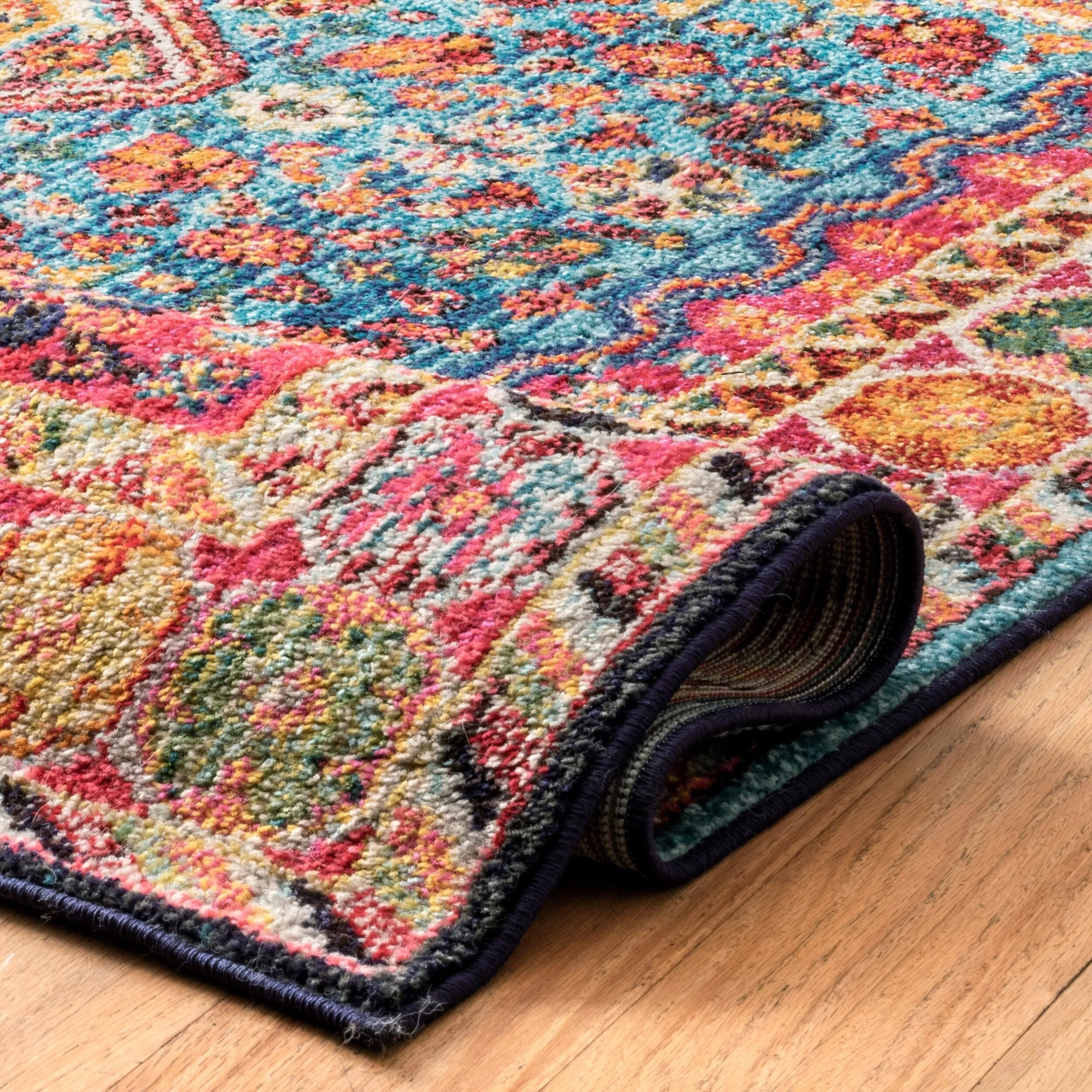 Nuloom Multi Distressed Traditional Flower Persian Area Rug - 6'7 x 9'
