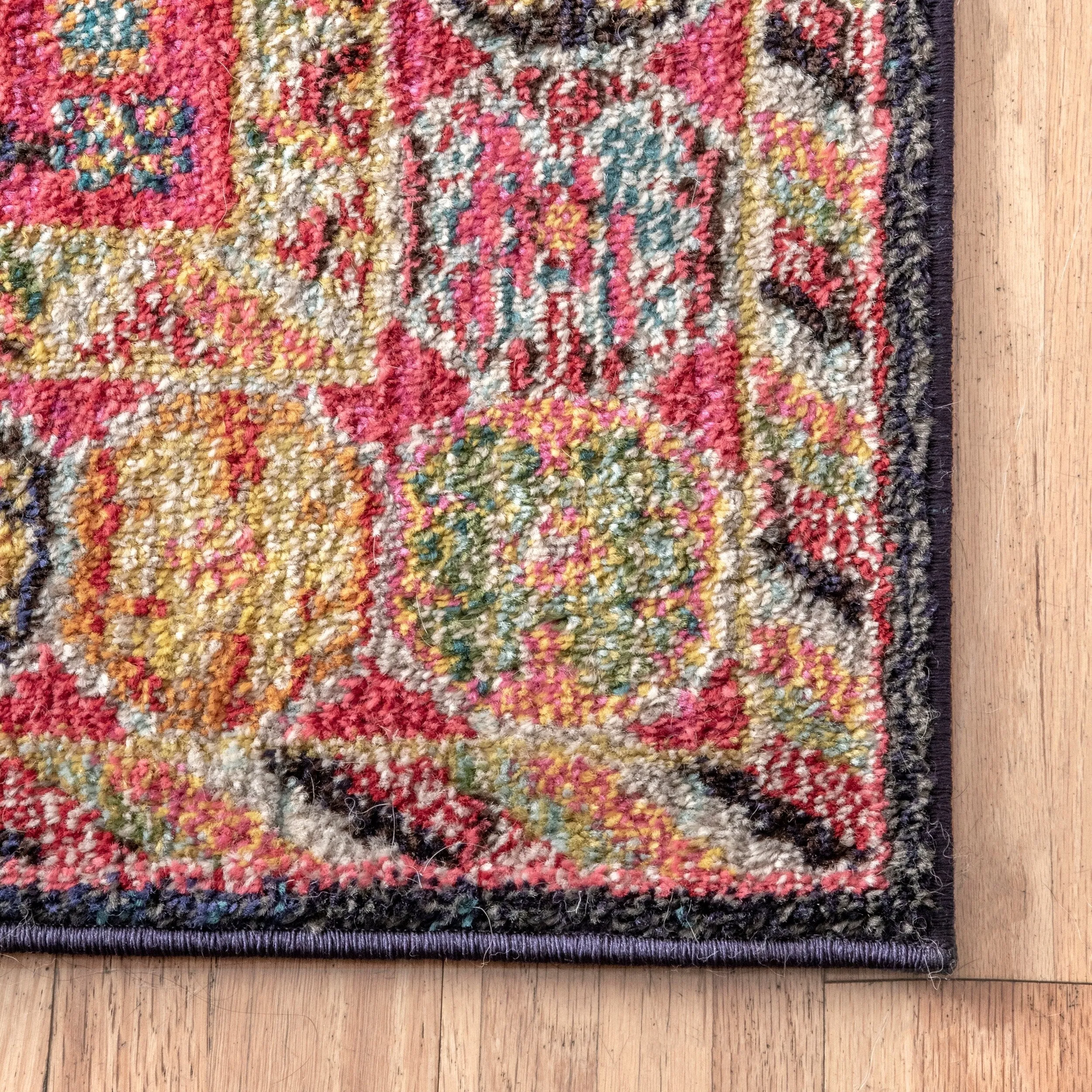 Nuloom Multi Distressed Traditional Flower Persian Area Rug - 6'7 x 9'
