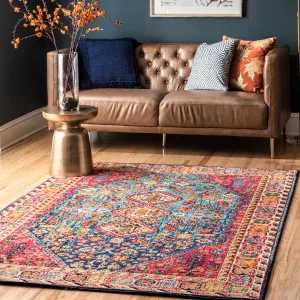Nuloom Multi Distressed Traditional Flower Persian Area Rug - 6'7 x 9'