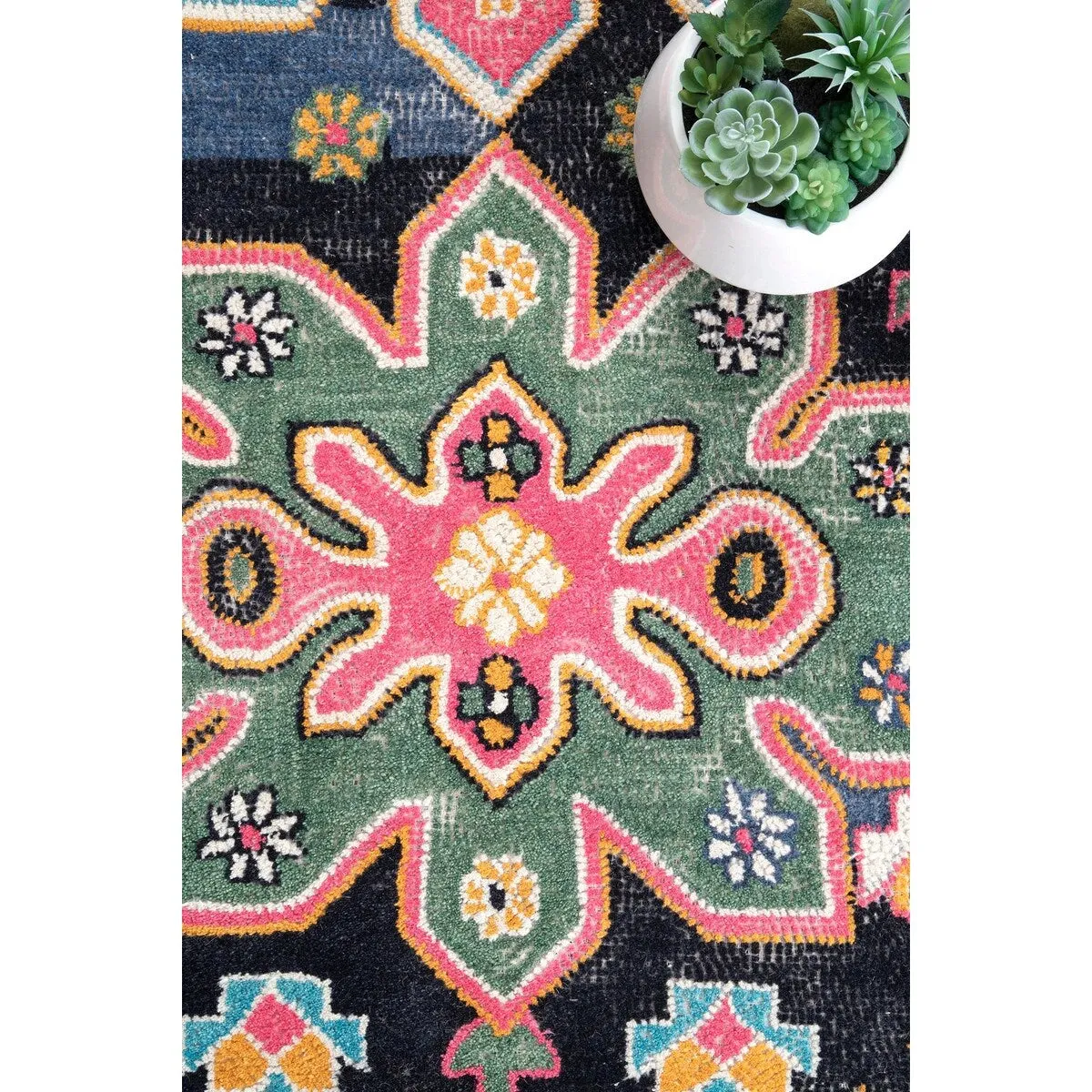 Nuloom Multi Southwestern Kids Wool Cayuse Floral Daisy Bloom Border Area Rug