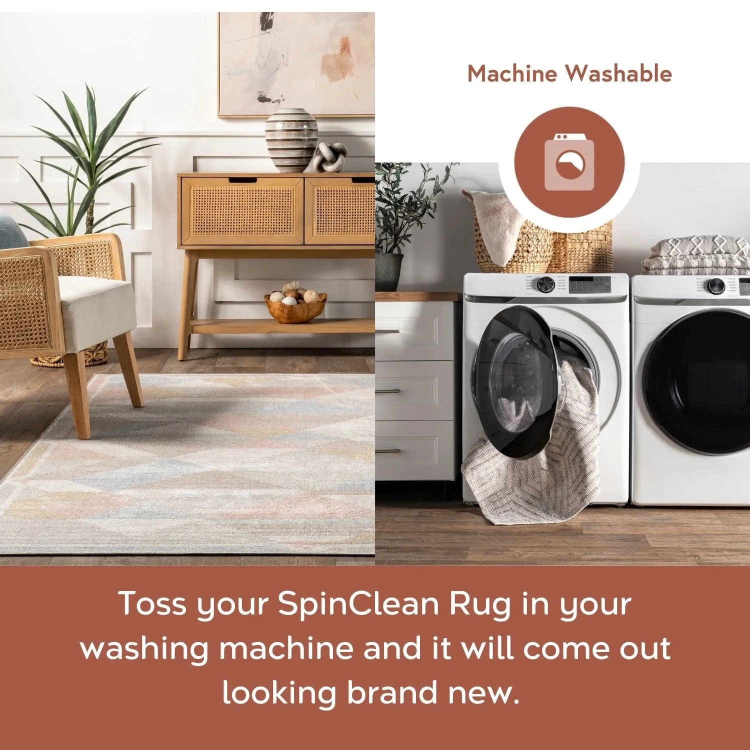 Nuloom Ophelia SpinClean Vintage Geometric Machine Washable Area Rug