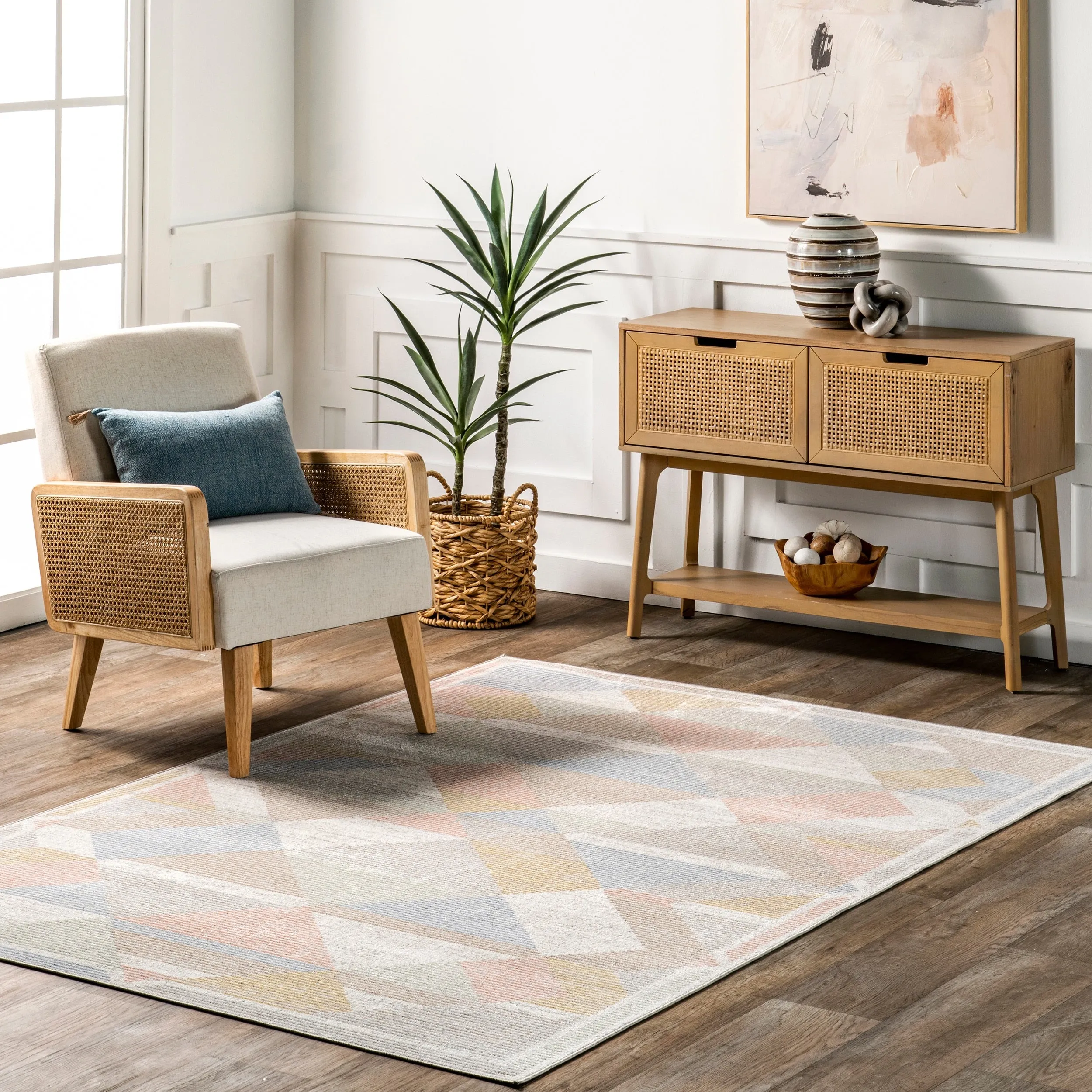 Nuloom Ophelia SpinClean Vintage Geometric Machine Washable Area Rug