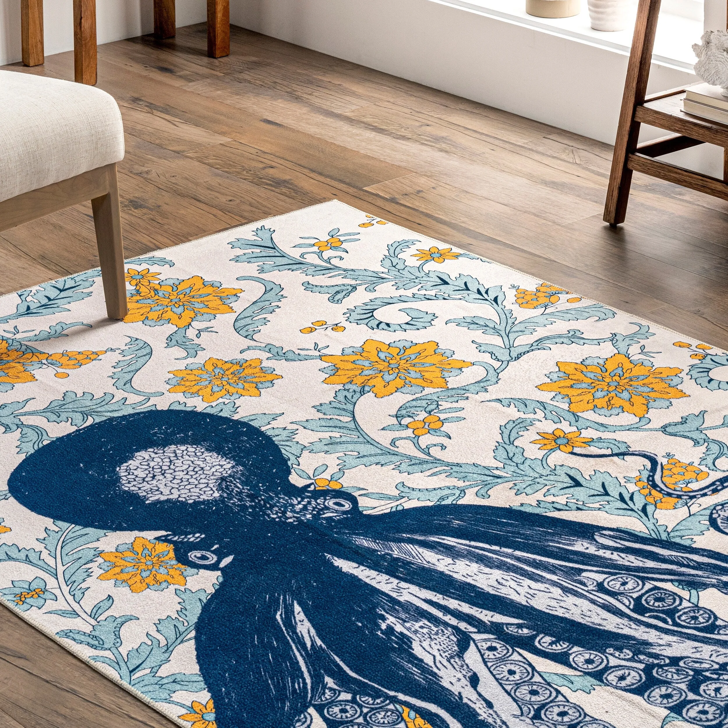 Nuloom Patricia SpinClean Machine Washable Octopus Area Rug