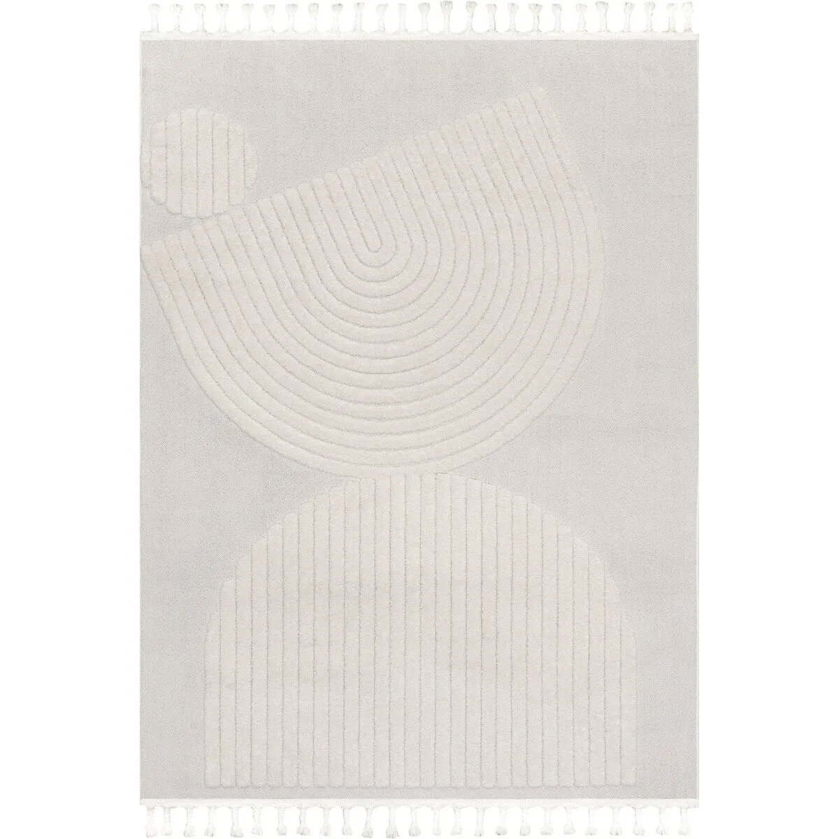 Nuloom Priti High-Low Modern Geometric Tasseled Area Rug