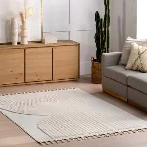 Nuloom Priti High-Low Modern Geometric Tasseled Area Rug
