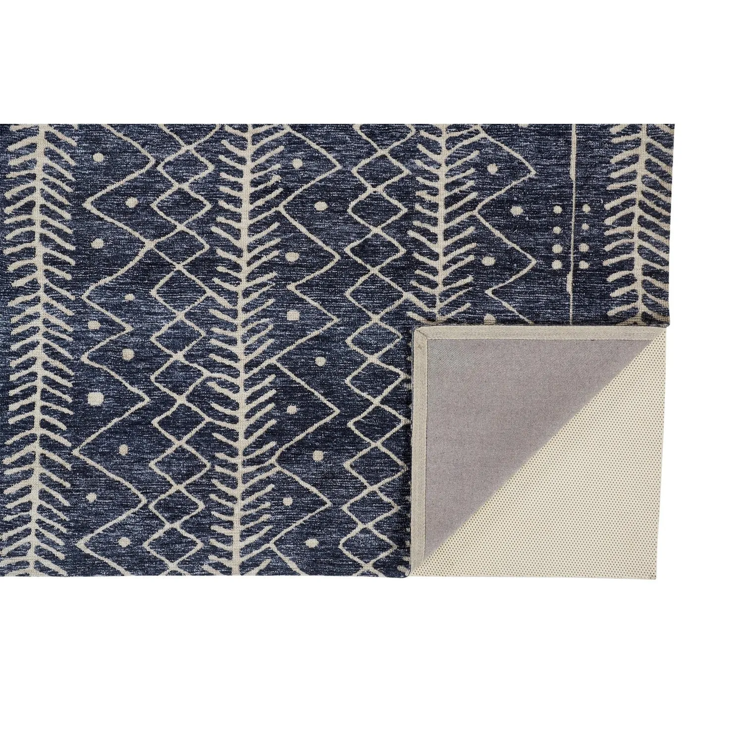 Oliena Modern Mid-Century Tribal Rug. Denim Blue. Accent Rug