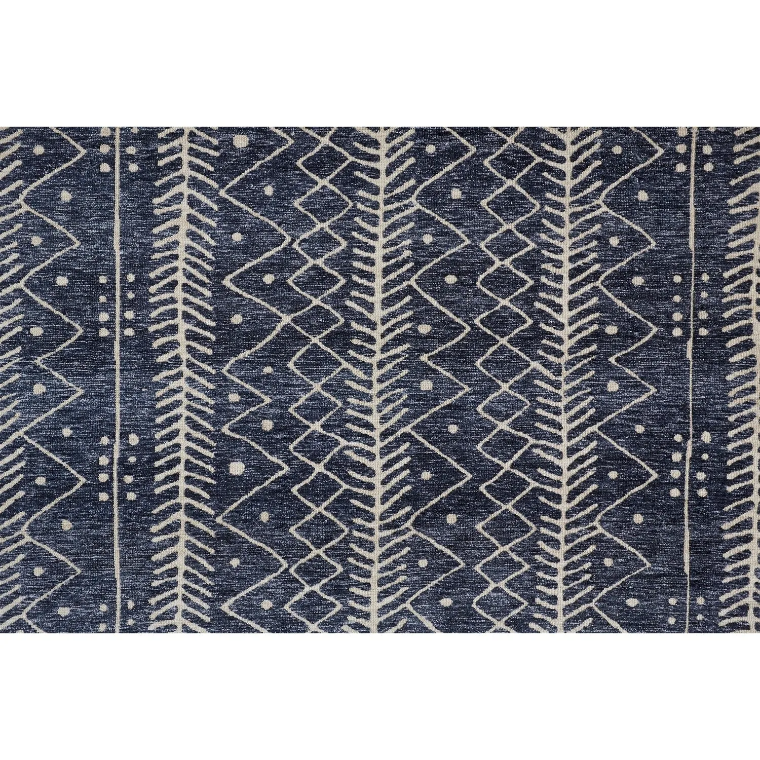 Oliena Modern Mid-Century Tribal Rug. Denim Blue. Accent Rug