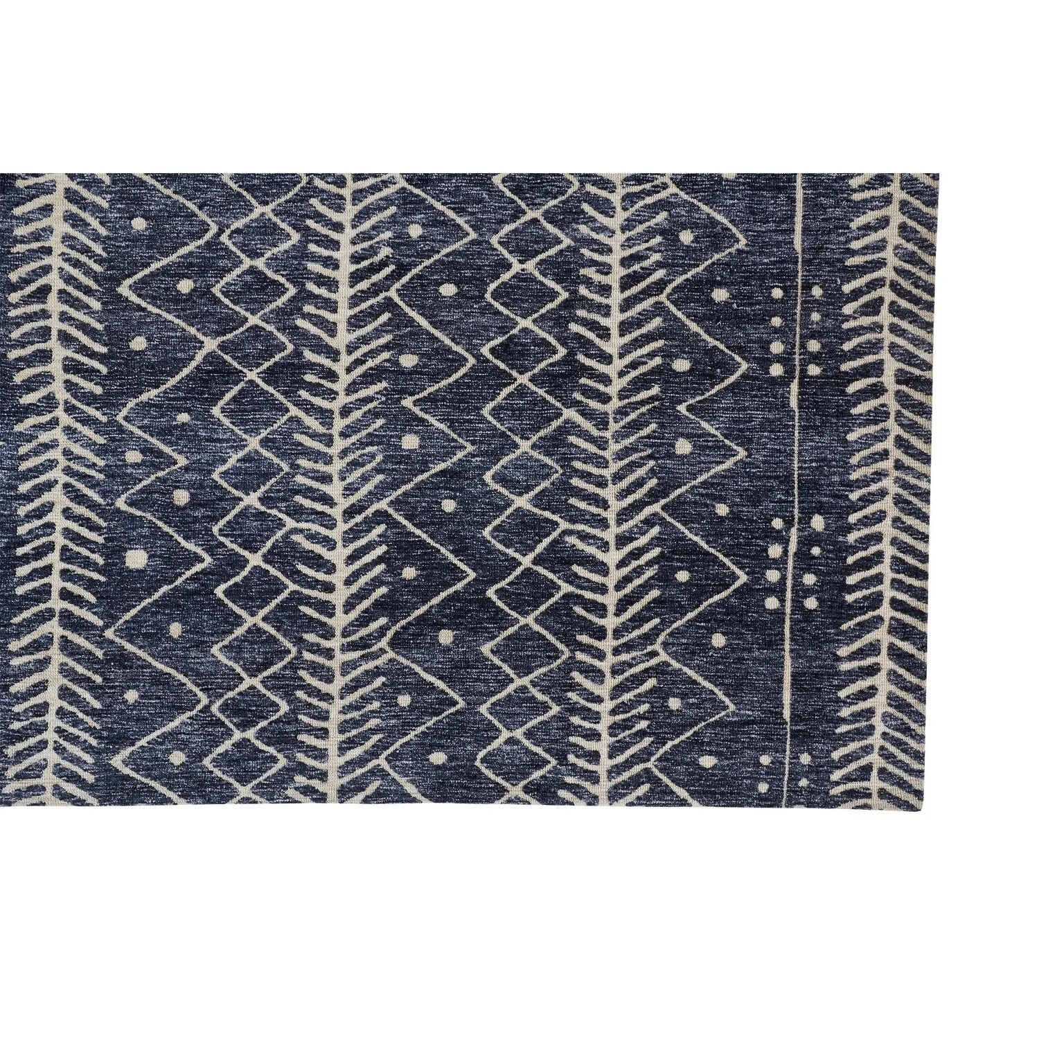 Oliena Modern Mid-Century Tribal Rug. Denim Blue. Accent Rug