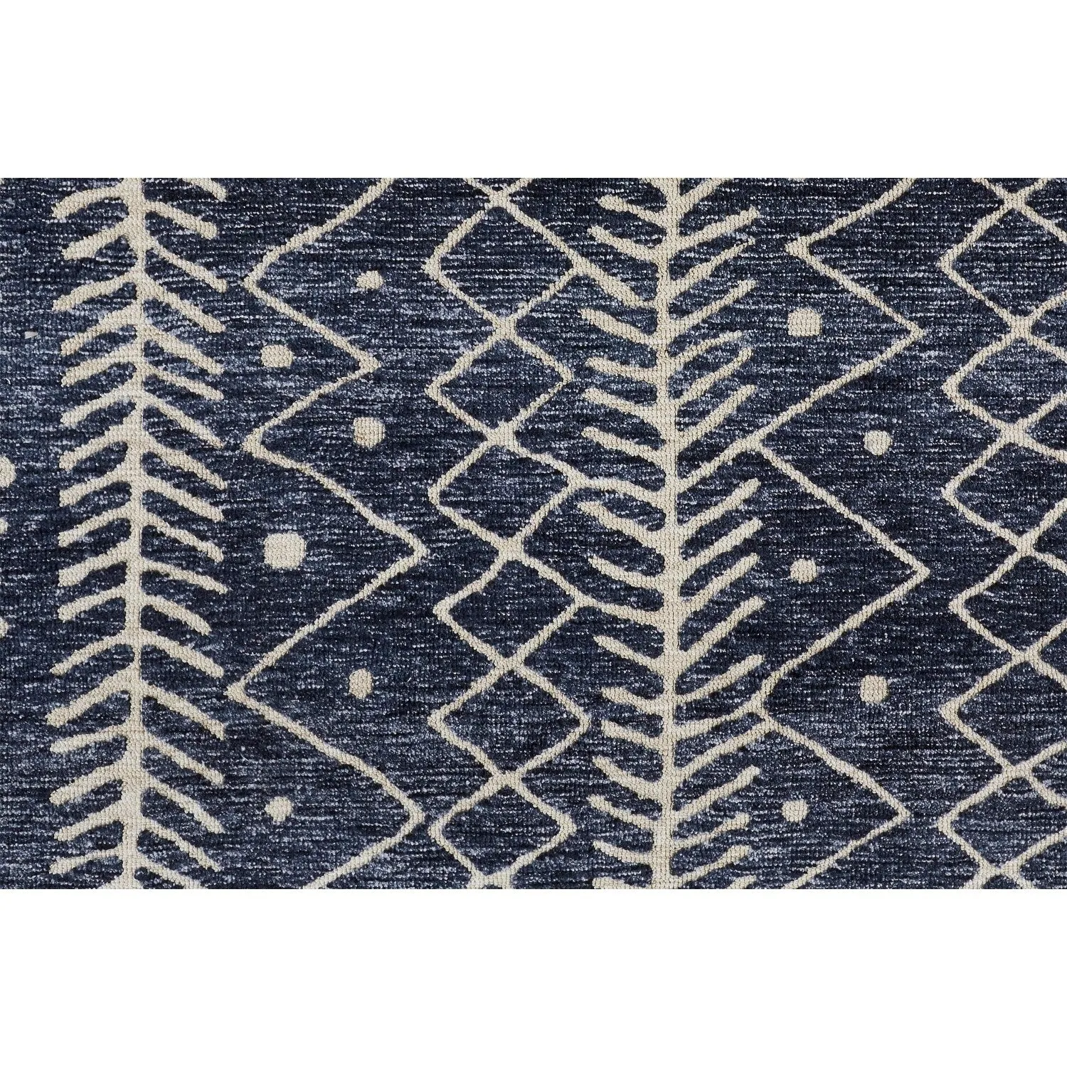 Oliena Modern Mid-Century Tribal Rug. Denim Blue. Accent Rug